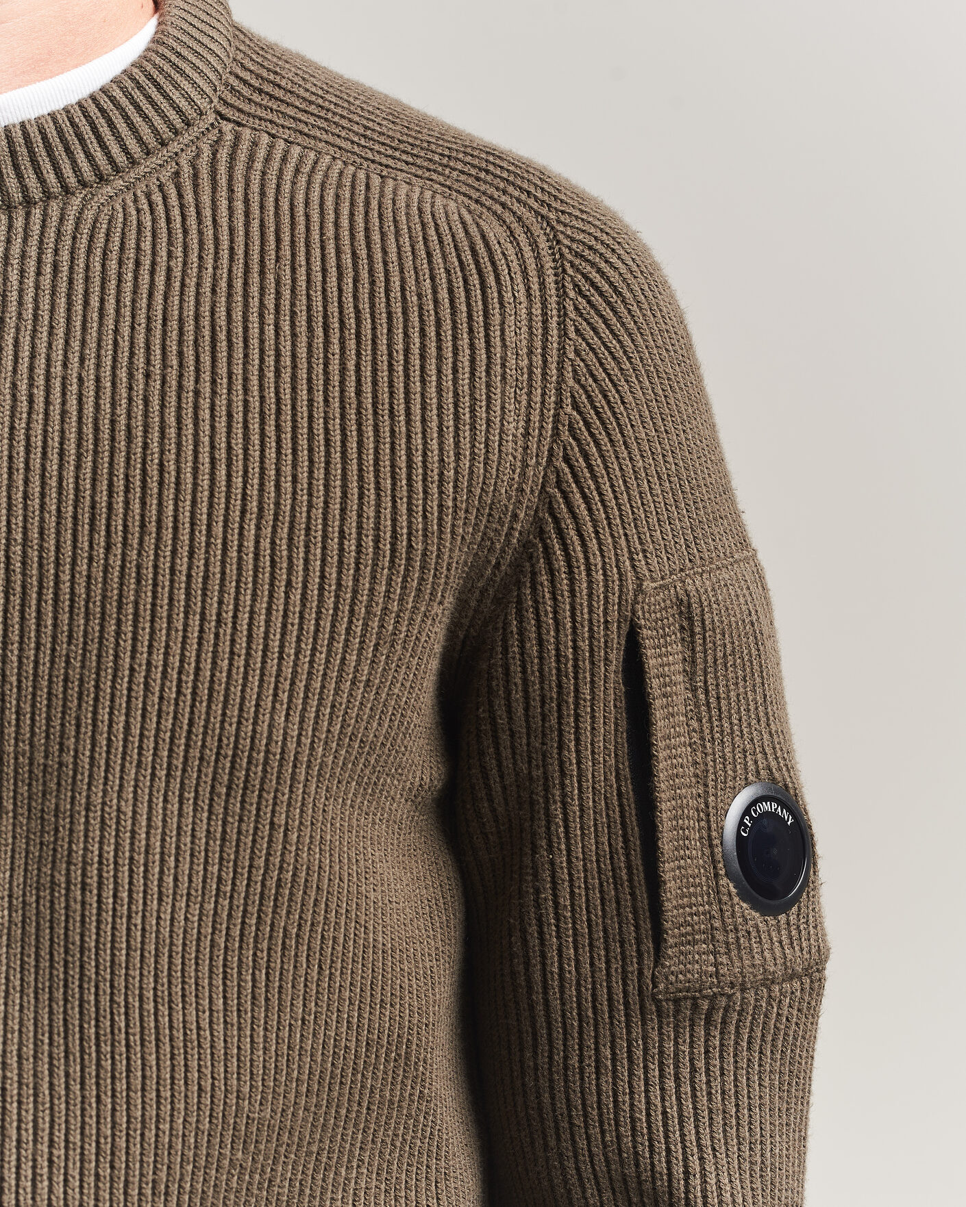 Mies | Puserot | C.P. Company | Full Rib Knitted Cotton Crew Neck Dark Green