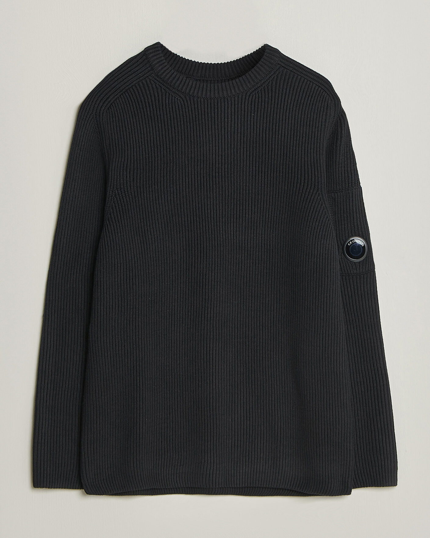 Mies | Puserot | C.P. Company | Full Rib Knitted Cotton Crew Neck Black