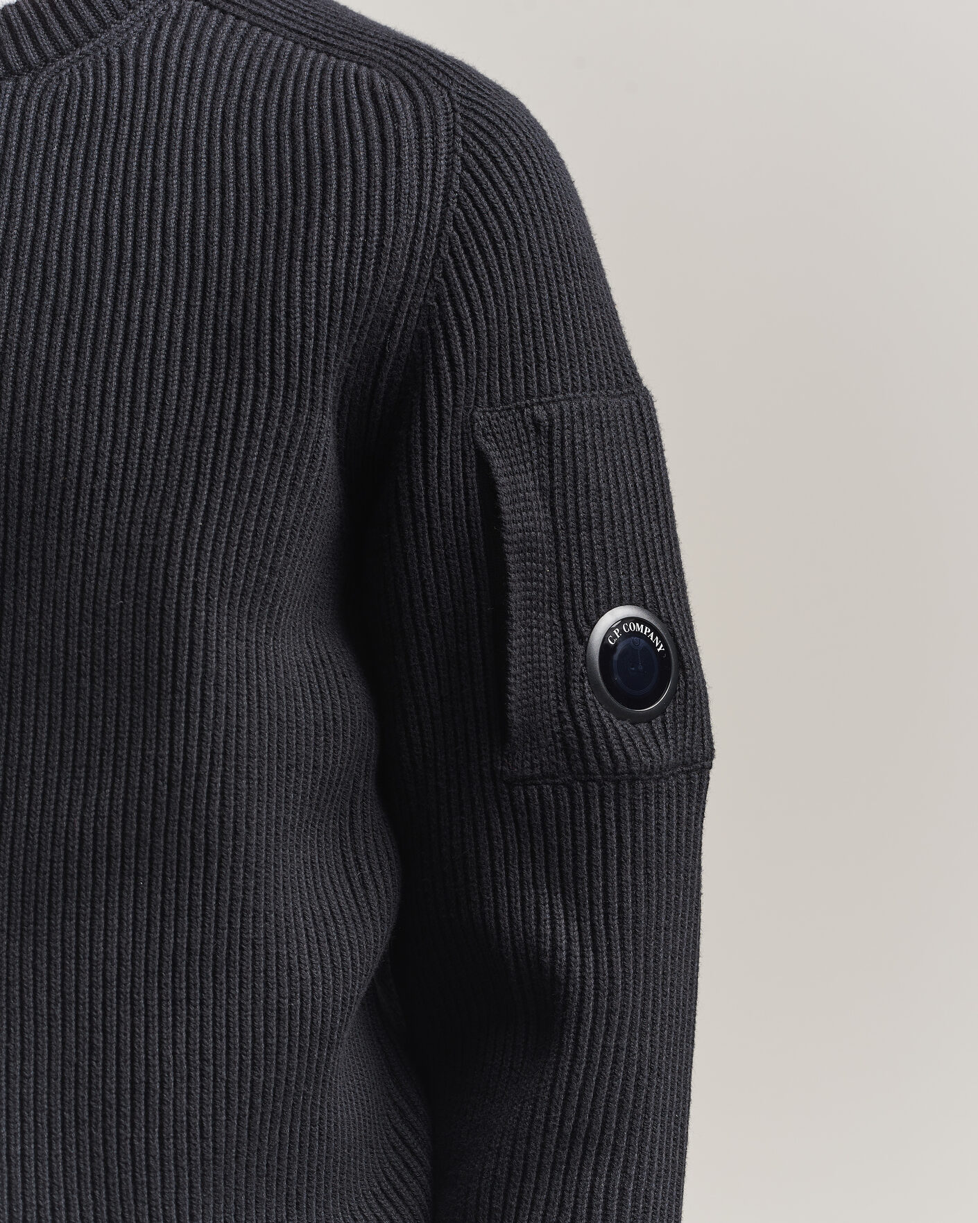 Mies | Puserot | C.P. Company | Full Rib Knitted Cotton Crew Neck Black
