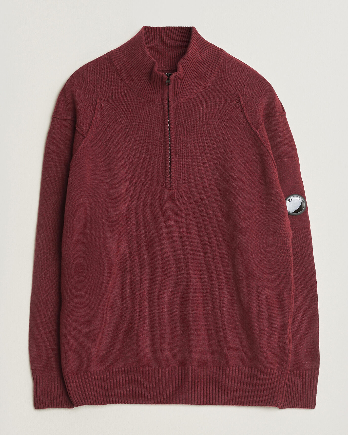 Mies | Puserot | C.P. Company | Knitted Lambswool Half-Zip Burgundy