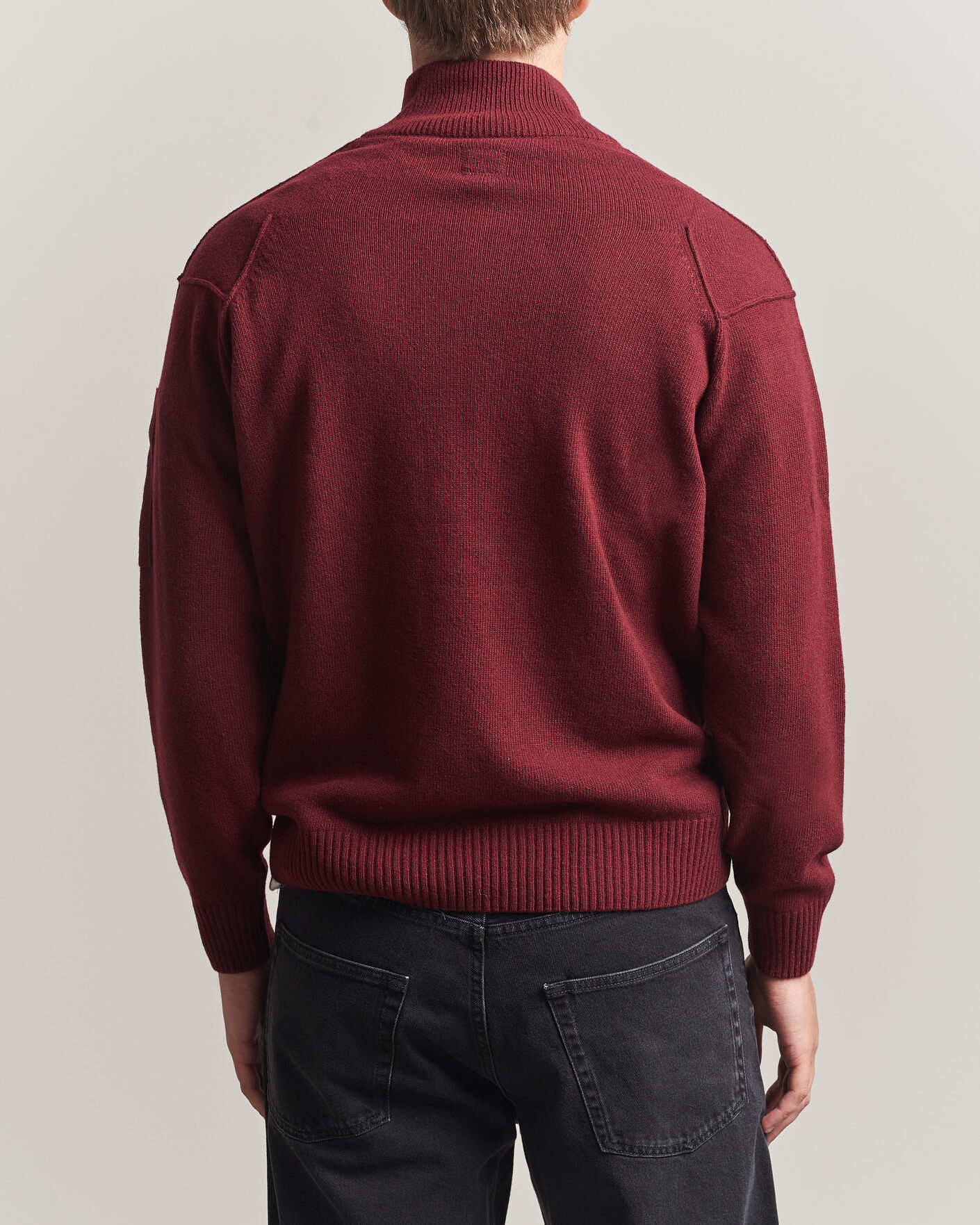 Mies | Puserot | C.P. Company | Knitted Lambswool Half-Zip Burgundy