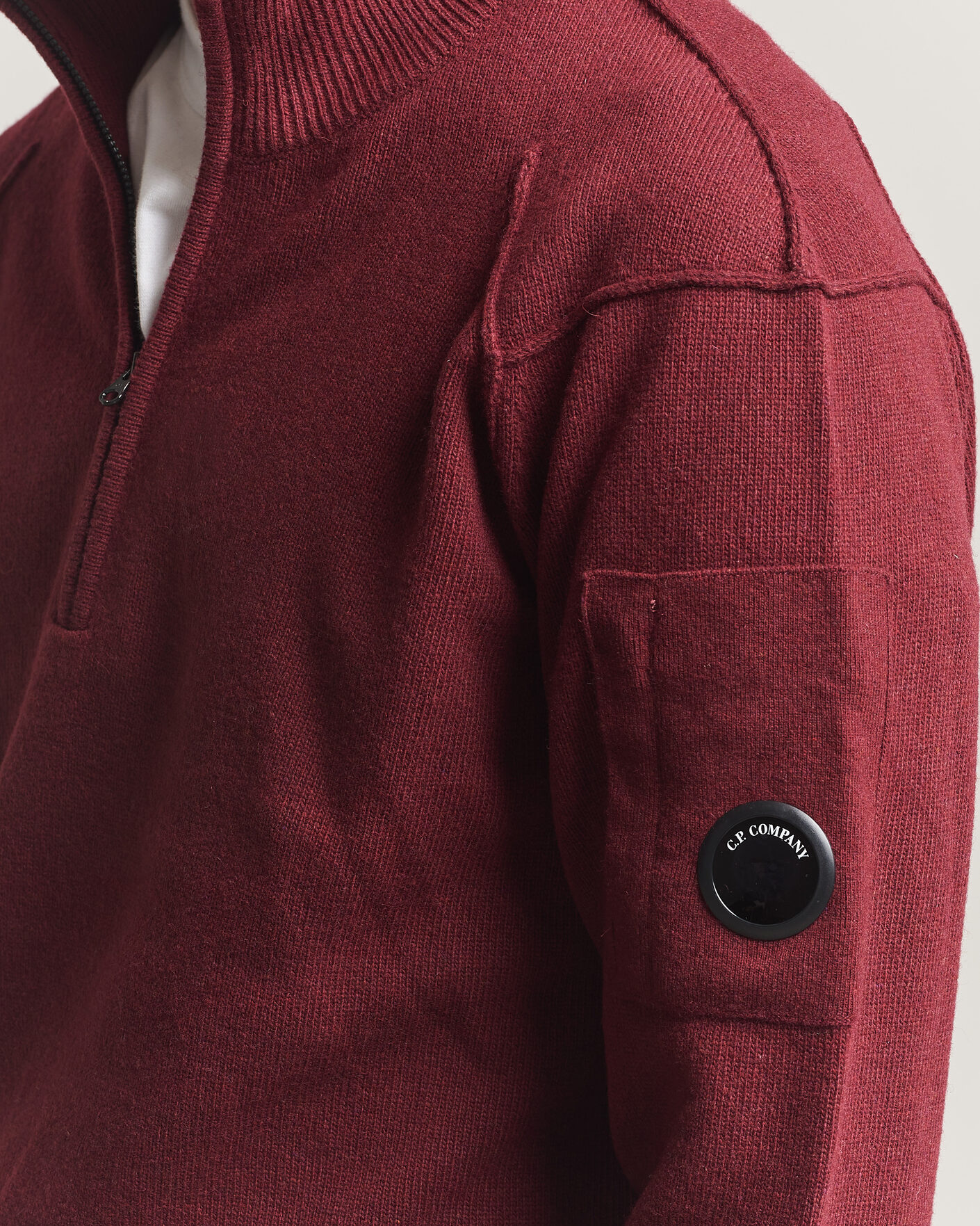 Mies | Puserot | C.P. Company | Knitted Lambswool Half-Zip Burgundy