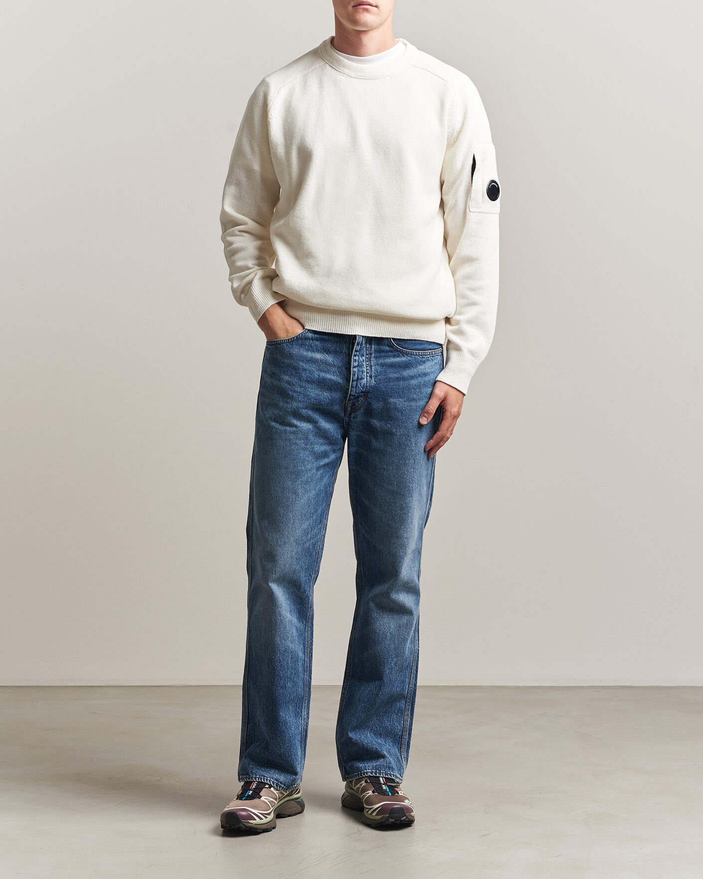 Mies | Puserot | C.P. Company | Knitted Lambswool Crew Neck White