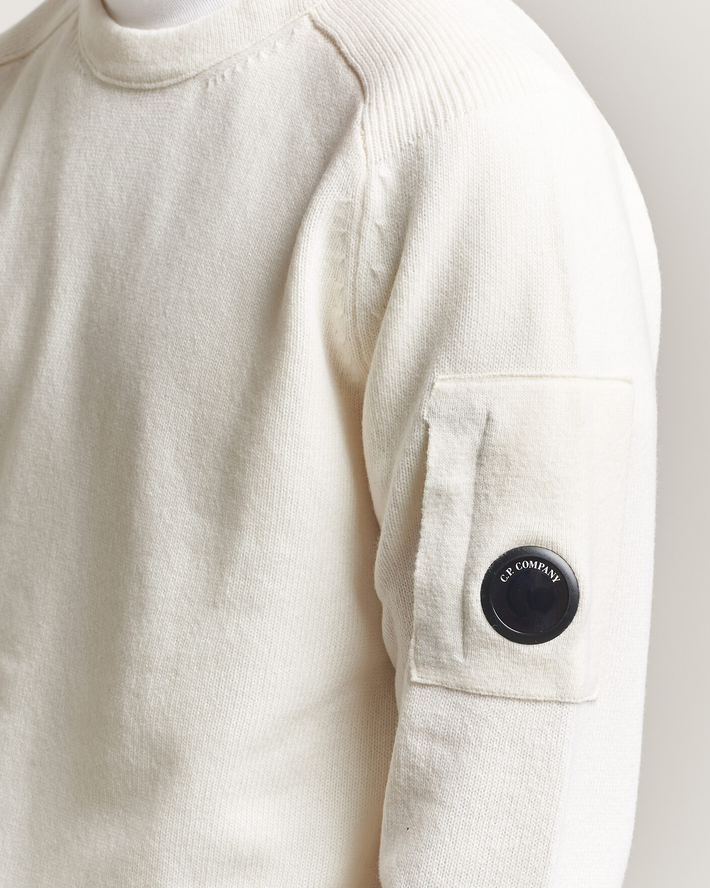 Mies | Puserot | C.P. Company | Knitted Lambswool Crew Neck White