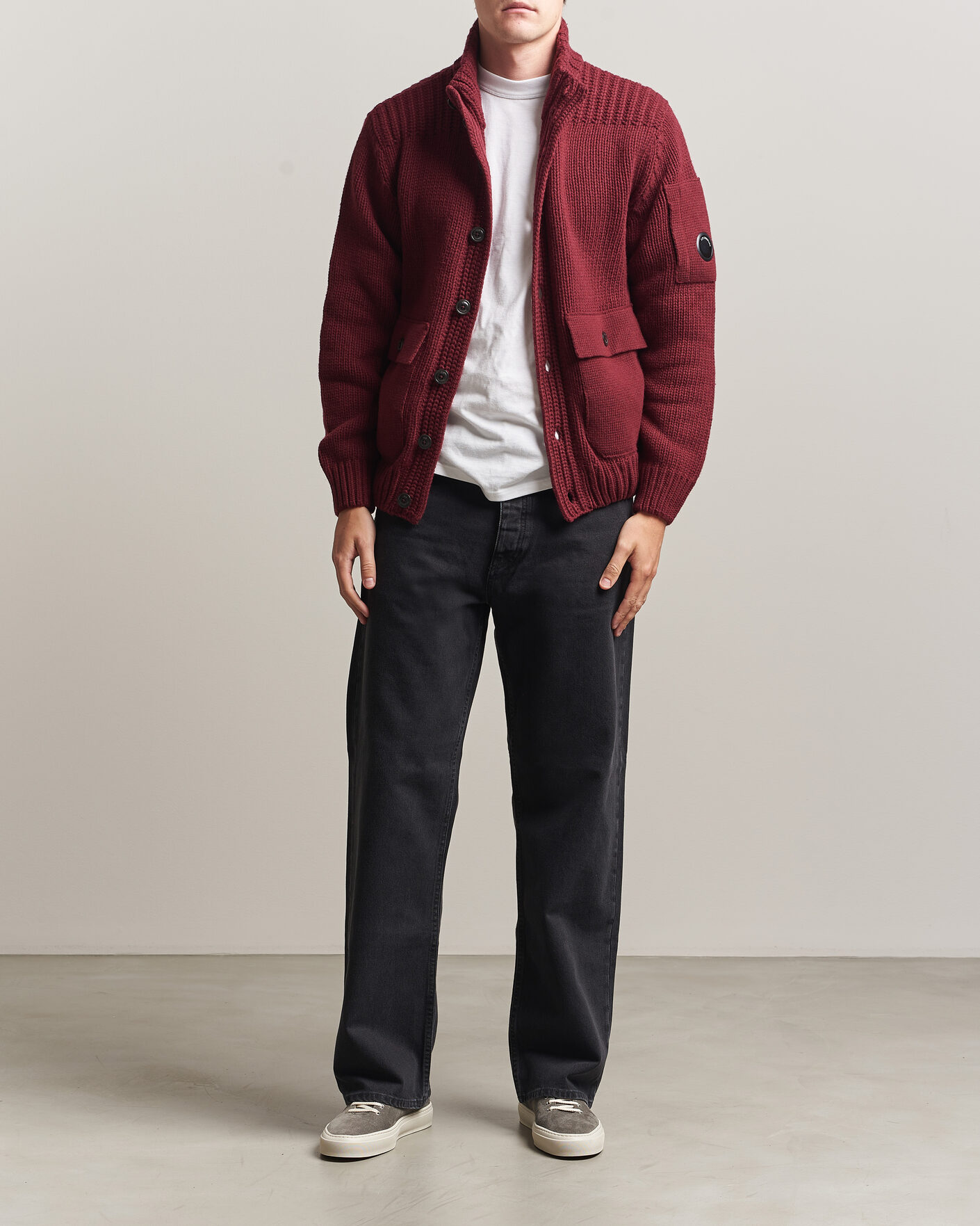 Mies | Puserot | C.P. Company | Heavy Lambswool Cardigan Burgundy