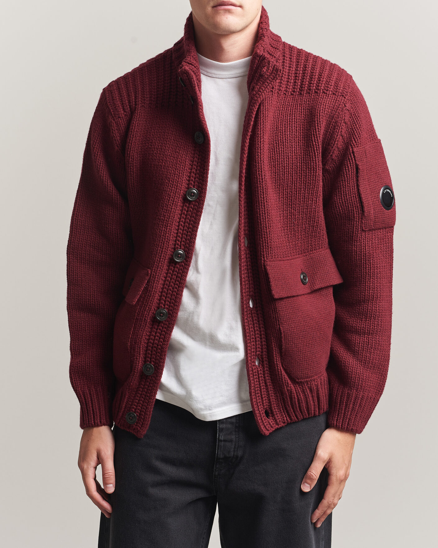 Mies | Puserot | C.P. Company | Heavy Lambswool Cardigan Burgundy