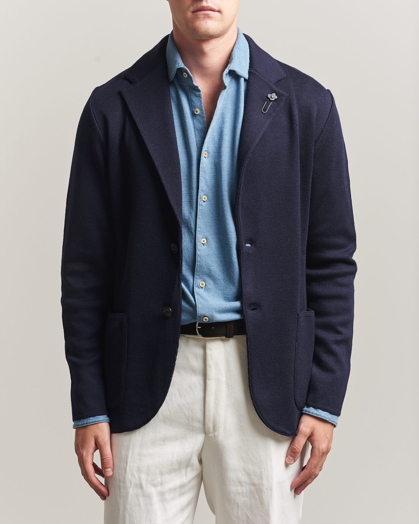 Mies | Pikkutakit | Lardini | Knitted Wool Blazer Navy