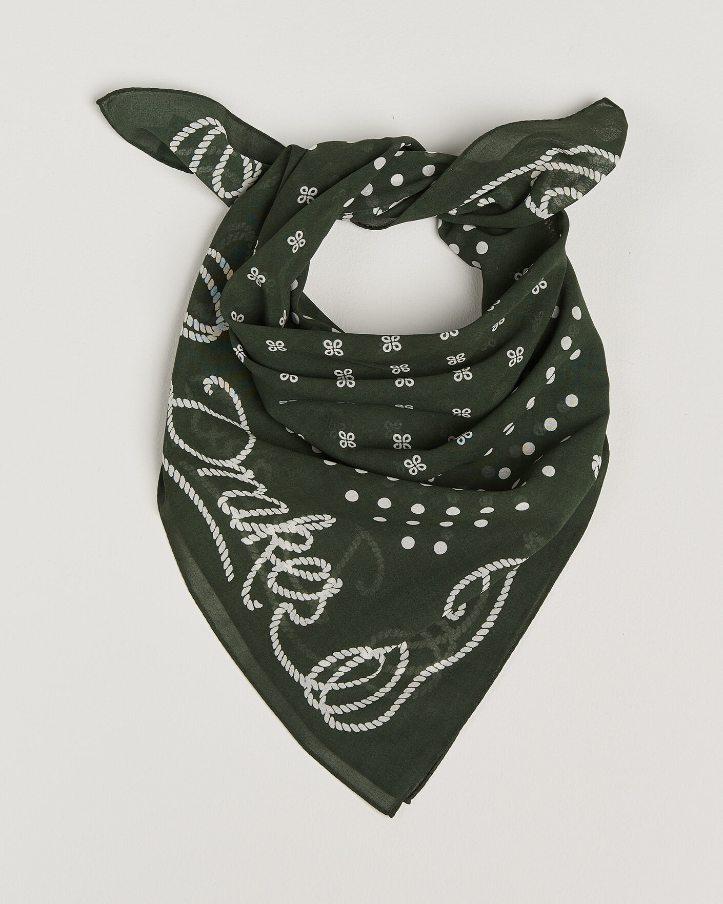 Mies | Huivit | Drake's | Rope Border Cotton Bandana Green