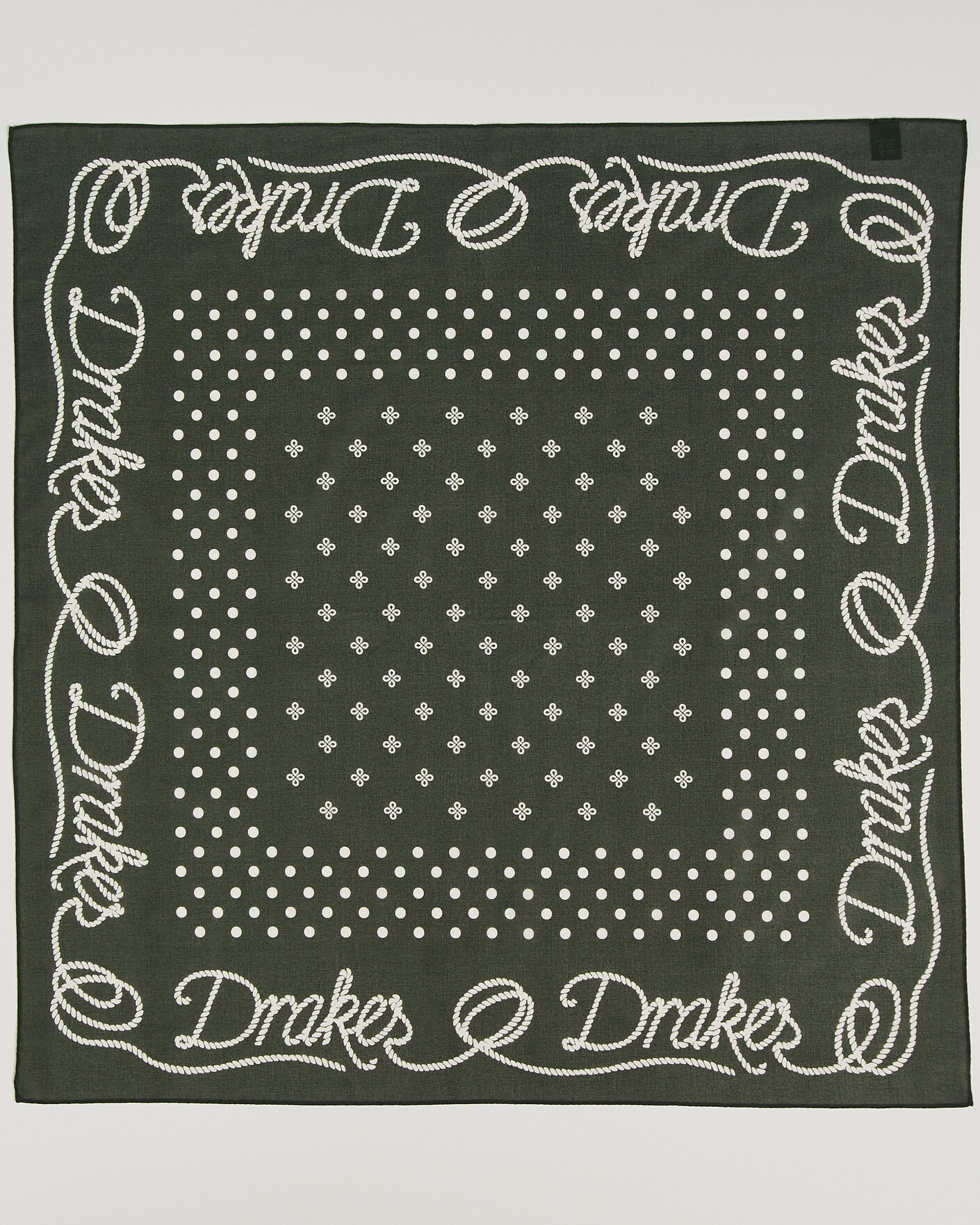 Mies | Huivit | Drake's | Rope Border Cotton Bandana Green