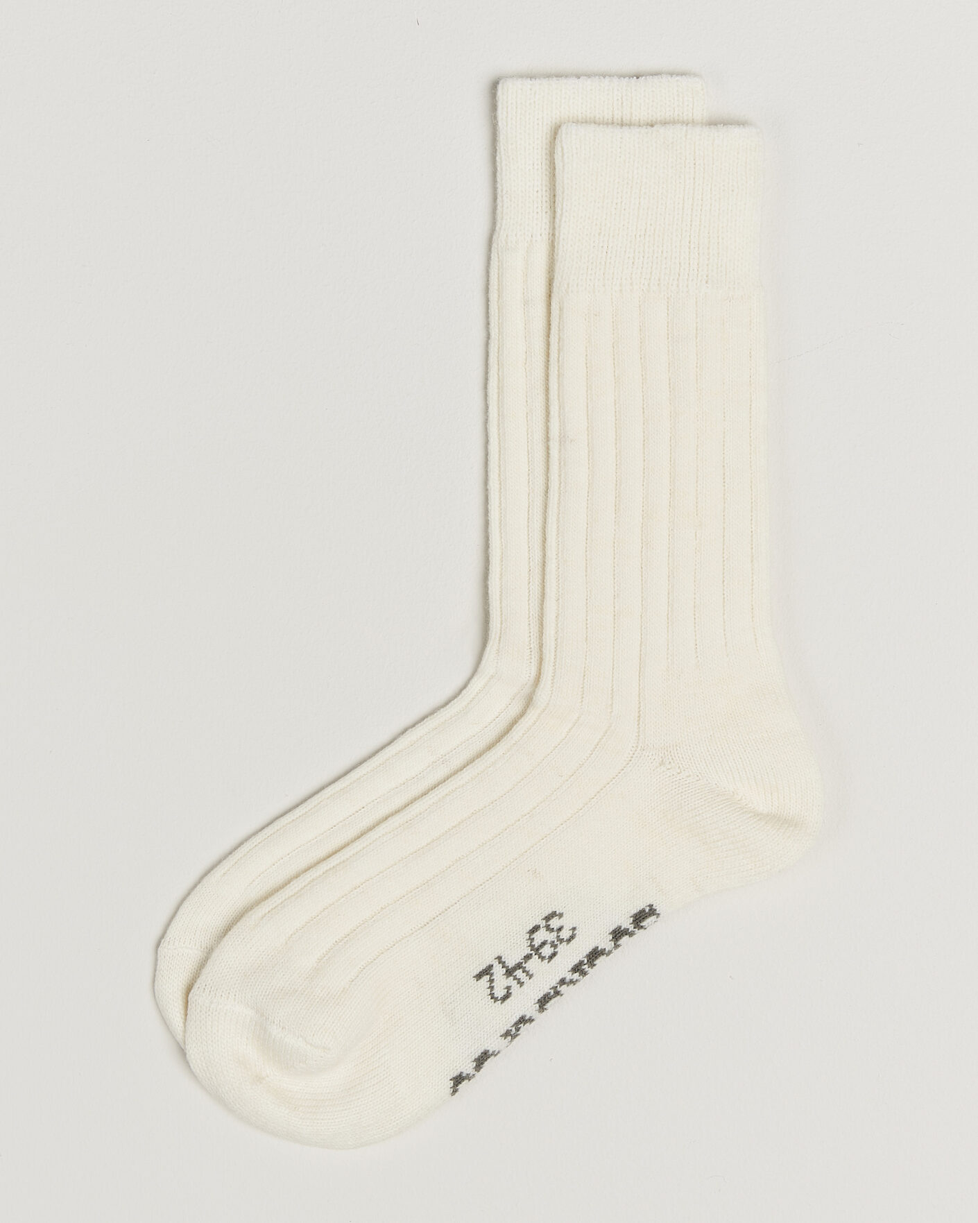 Mies | Alusvaatteet | Alpacasocks & Co | 2-Pack Ribbed Alpacka Wool Socks Off White