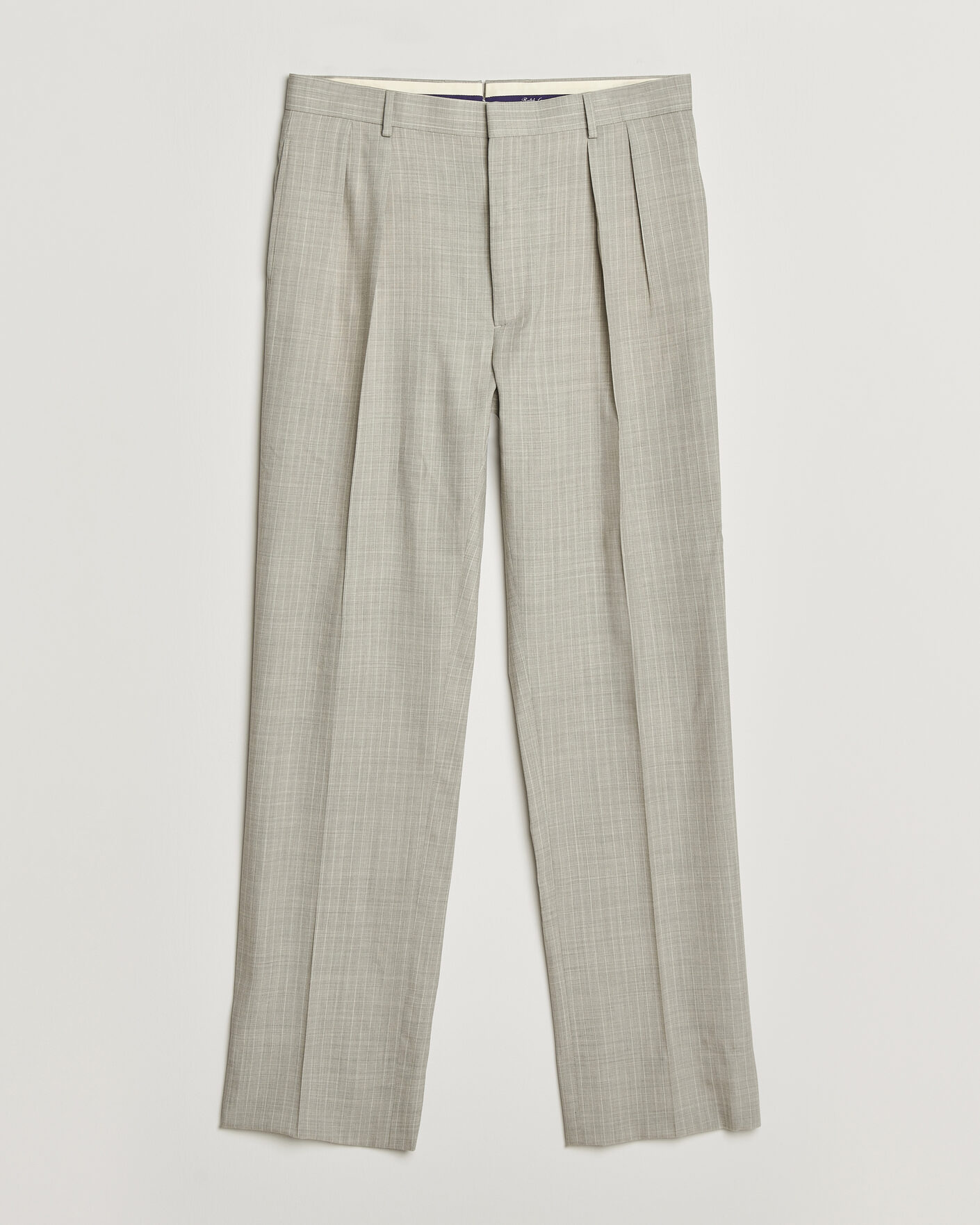 Mies | Housut | Ralph Lauren Purple Label | Glenn Pinstriped Pleated Wool Trousers Grey