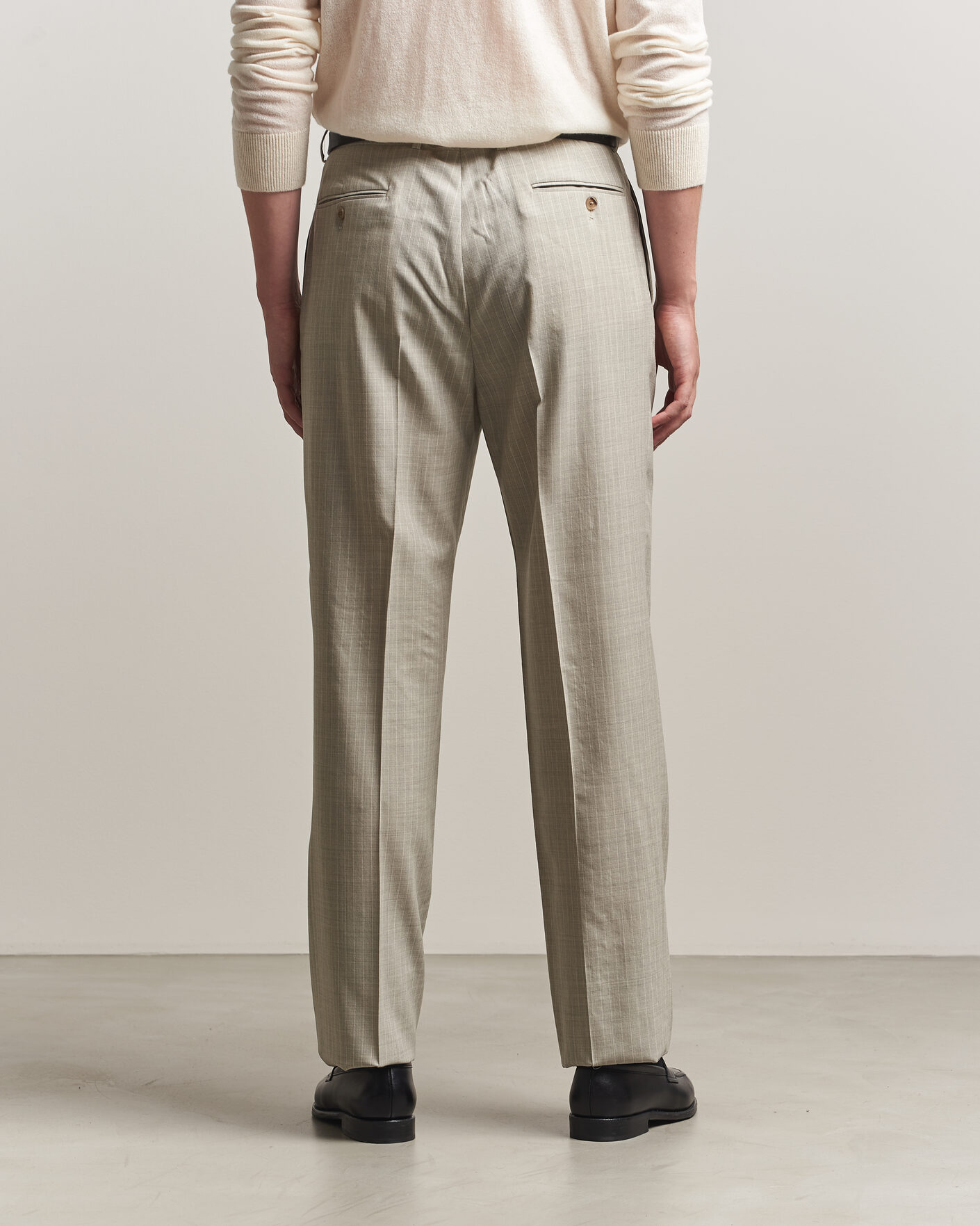 Mies | Housut | Ralph Lauren Purple Label | Glenn Pinstriped Pleated Wool Trousers Grey