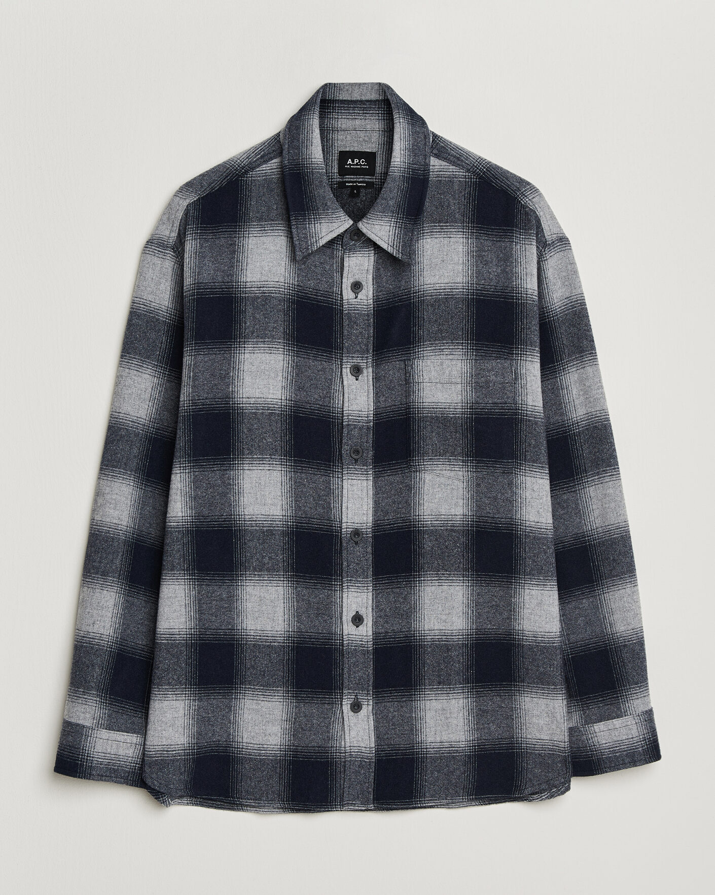 Mies | Kauluspaidat | A.P.C. | Malaury Checked Overshirt Light Grey