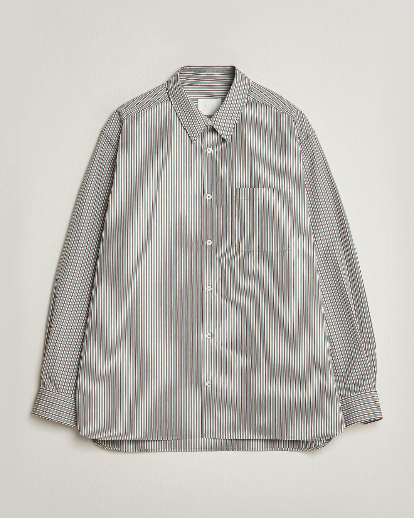 Mies | Kauluspaidat | A.P.C. | Malo Cotton Striped Shirt Almond Green