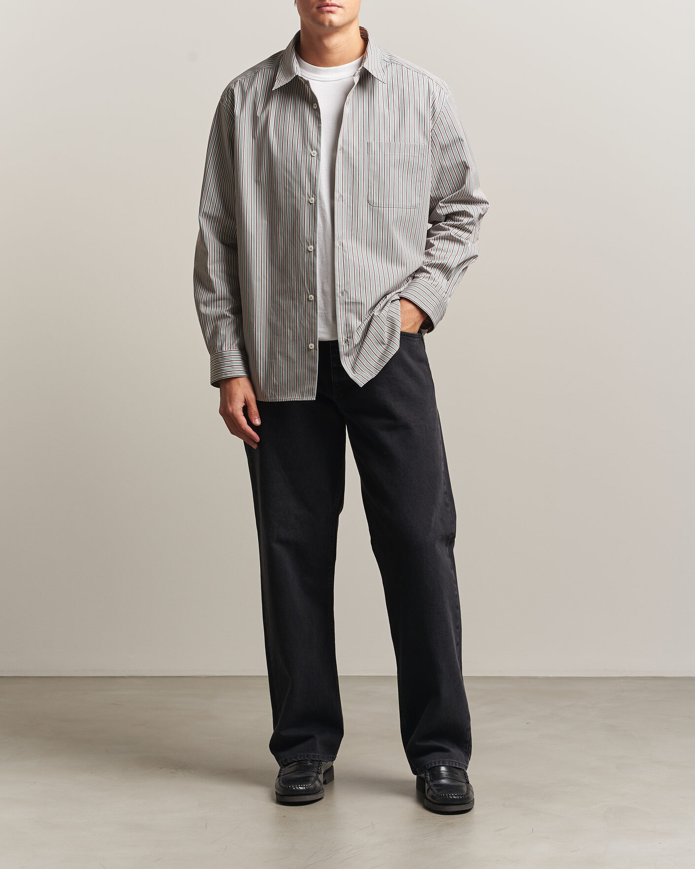 Mies | Kauluspaidat | A.P.C. | Malo Cotton Striped Shirt Almond Green
