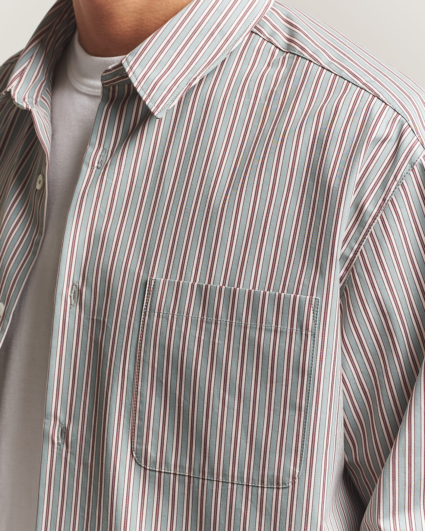 Mies | Kauluspaidat | A.P.C. | Malo Cotton Striped Shirt Almond Green