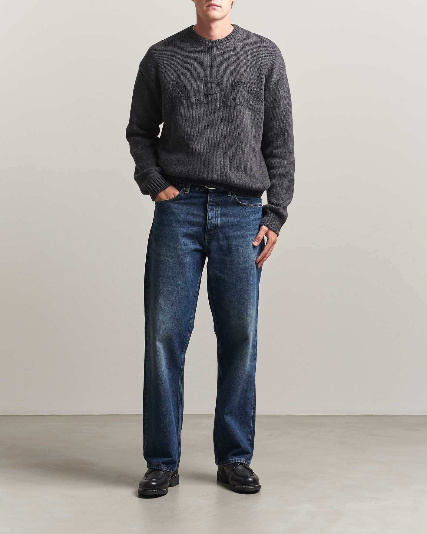 Mies | Puserot | A.P.C. | George Wool Knitted Sweater Anthracite Melange