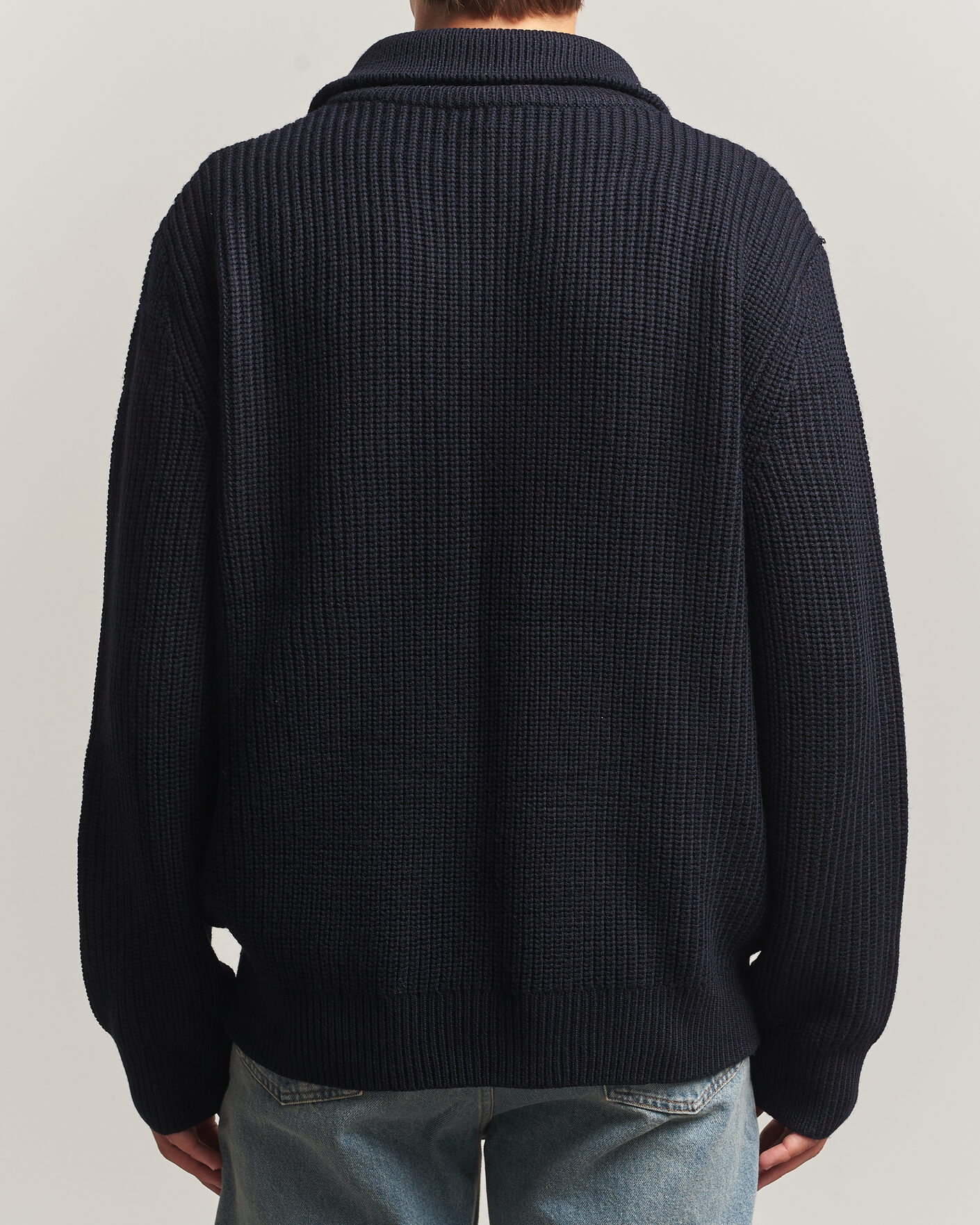 Mies | Puserot | A.P.C. | Daniel Wool Rib Knitted Half Zip Dark Navy