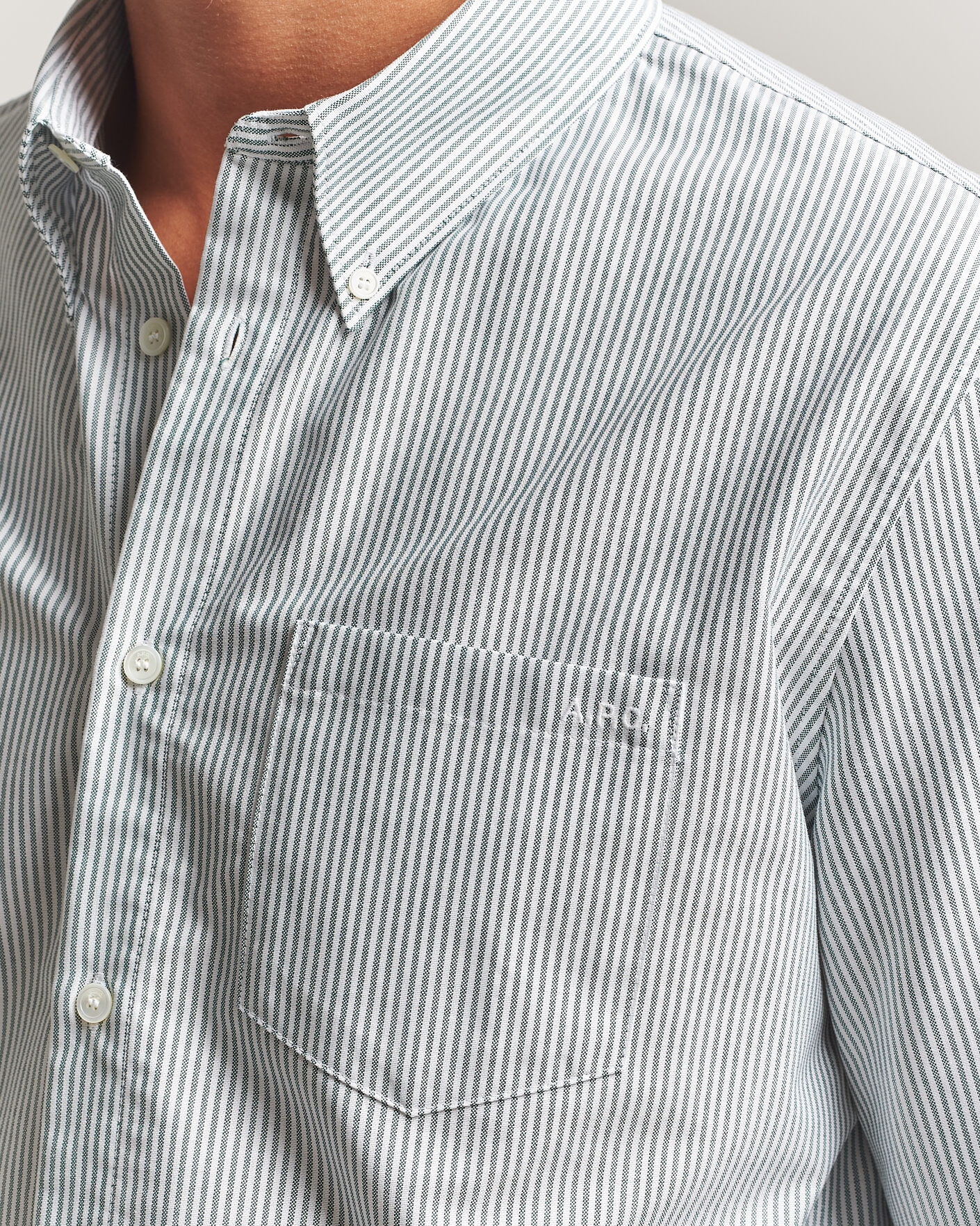 Mies | Kauluspaidat | A.P.C. | Greg Striped Oxford Shirt Green/White