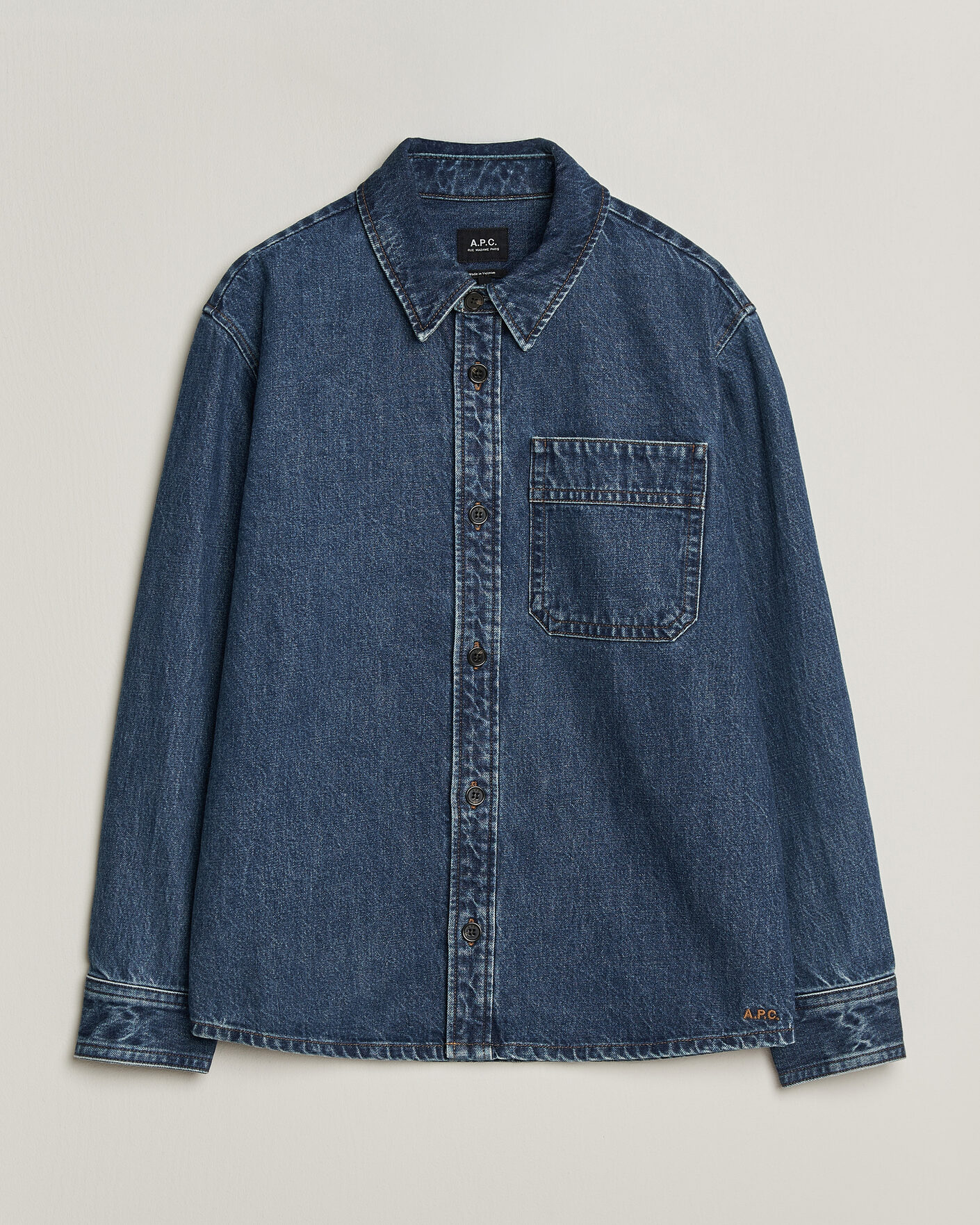 Mies | Kauluspaidat | A.P.C. | Basile Denim Overshirt Washed Indigo