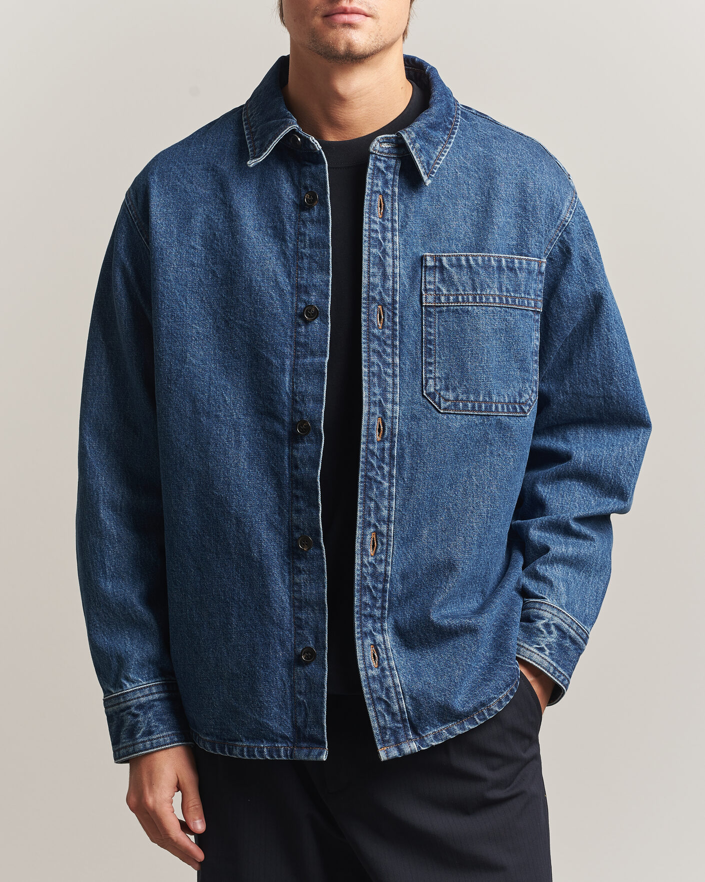 Mies | Kauluspaidat | A.P.C. | Basile Denim Overshirt Washed Indigo