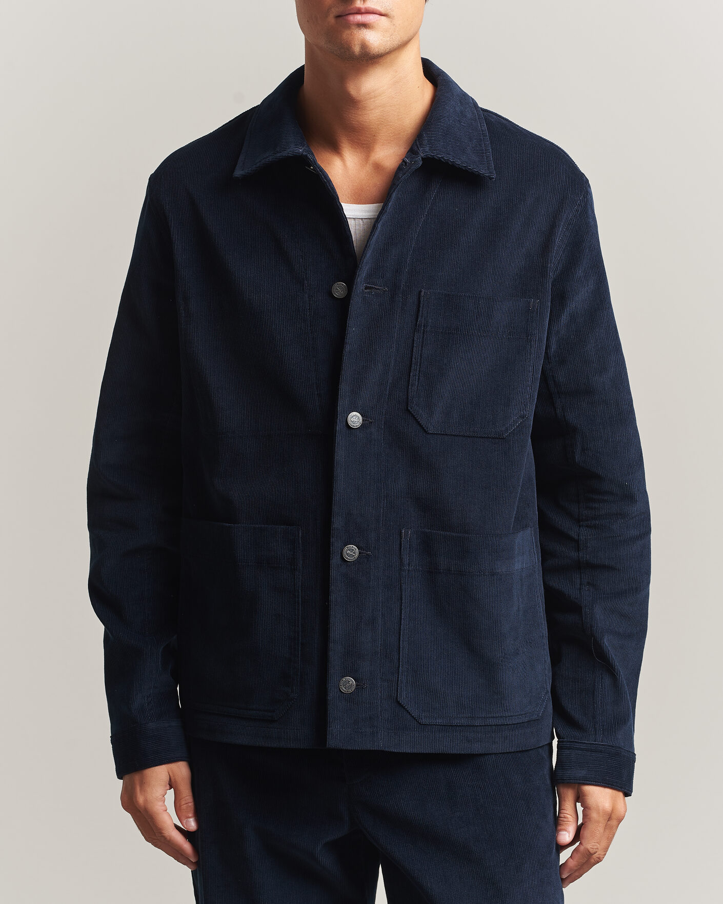 Mies | Kauluspaidat | A.P.C. | New Rodney Corduroy Overshirt Dark Navy