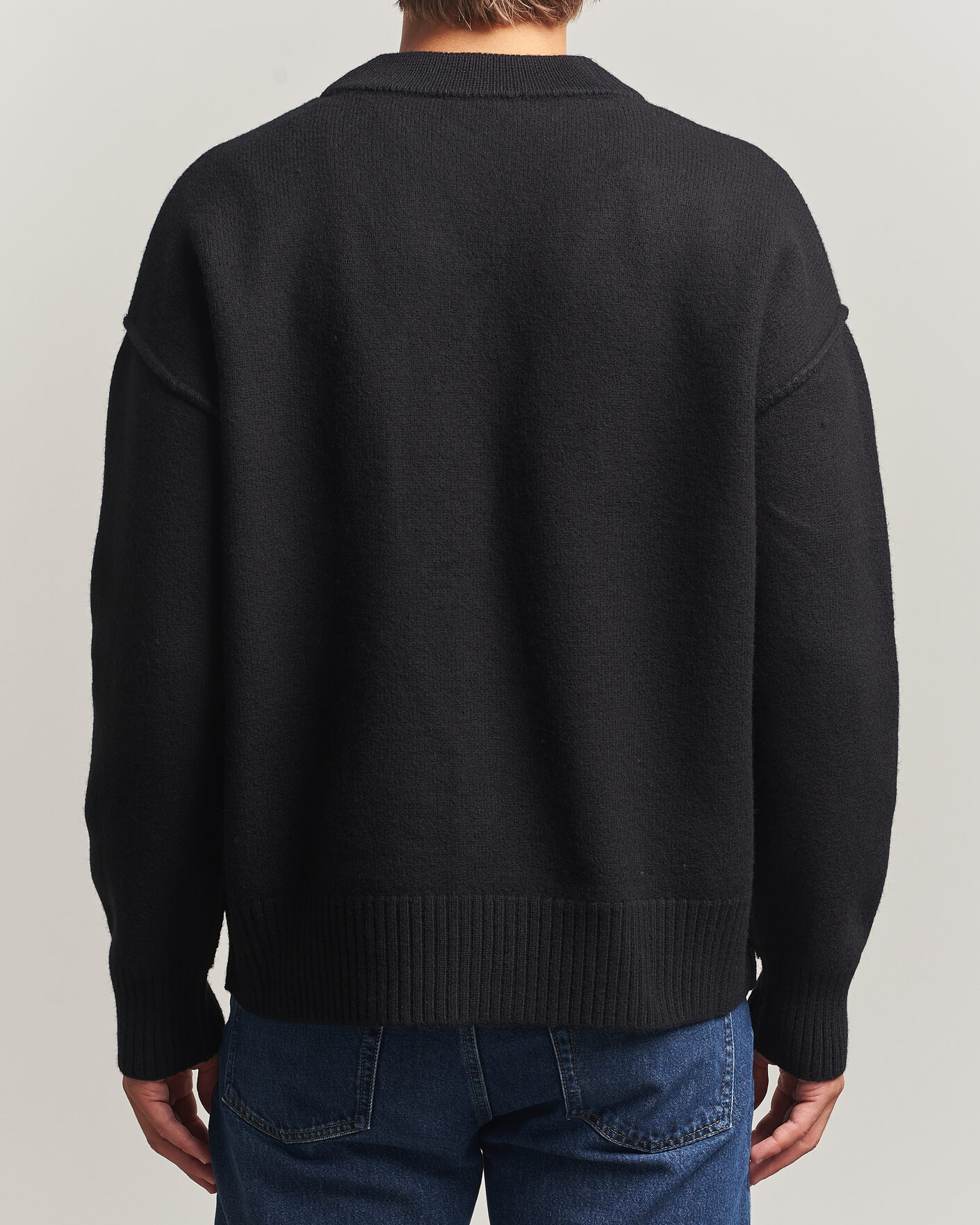Mies | Puserot | AMI | Big Heart Logo Wool Knitted Cardigan Black