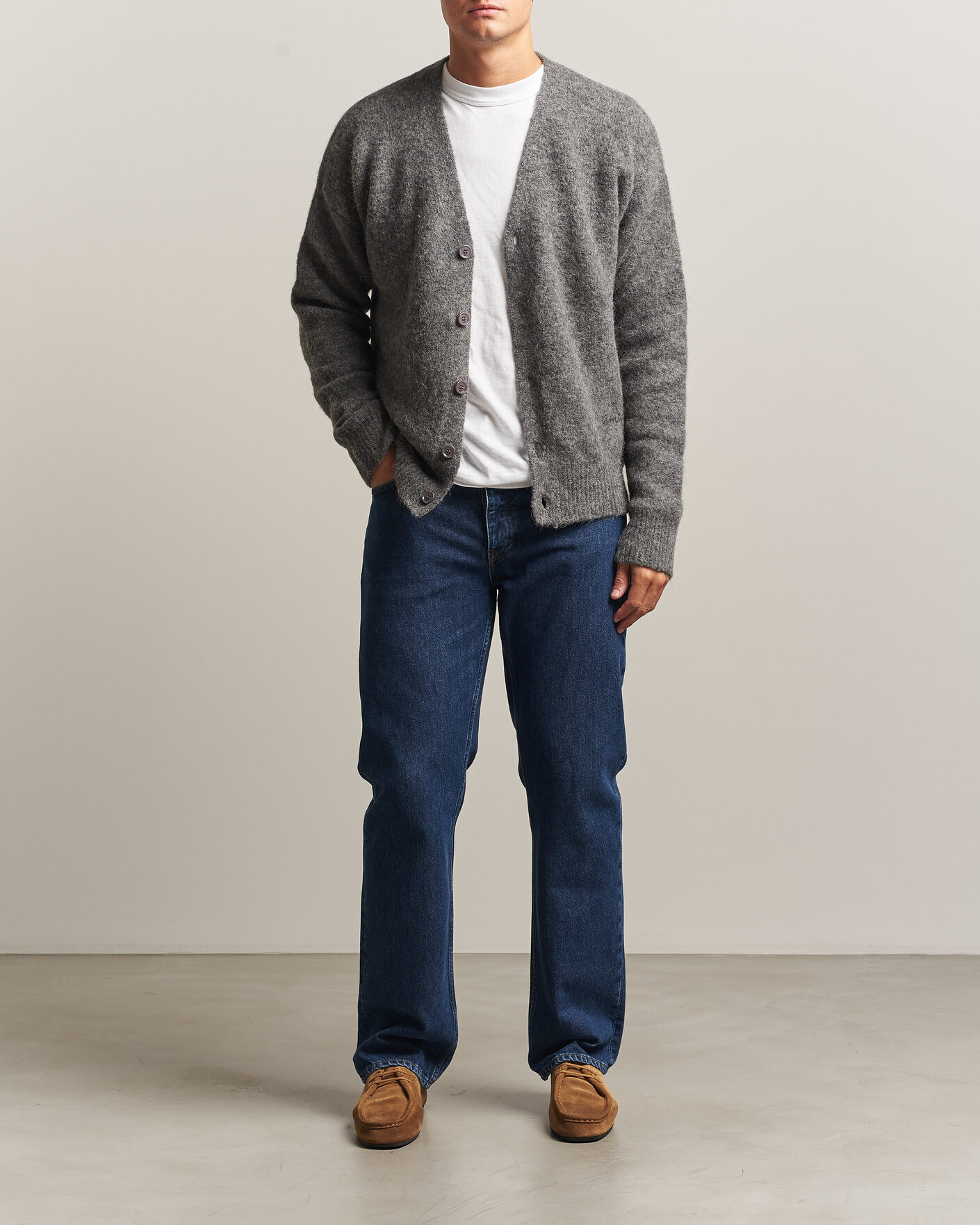 Mies | Puserot | AMI | Signature Logo Wool Knitted Cardigan Grey Melange