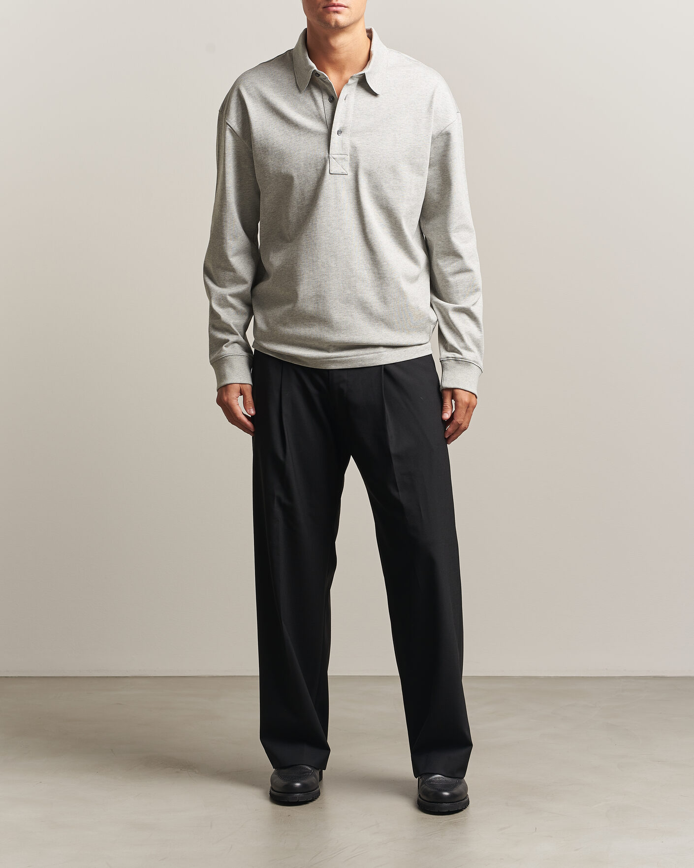 Mies | Puserot | AMI | Heritage Logo Rugger Light Grey Melange