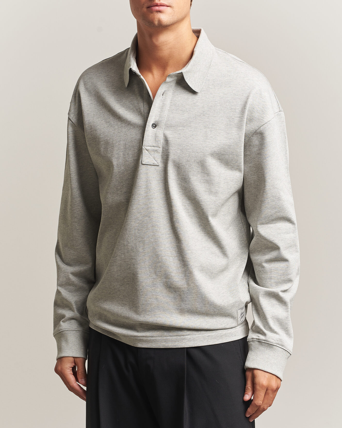 Mies | Puserot | AMI | Heritage Logo Rugger Light Grey Melange
