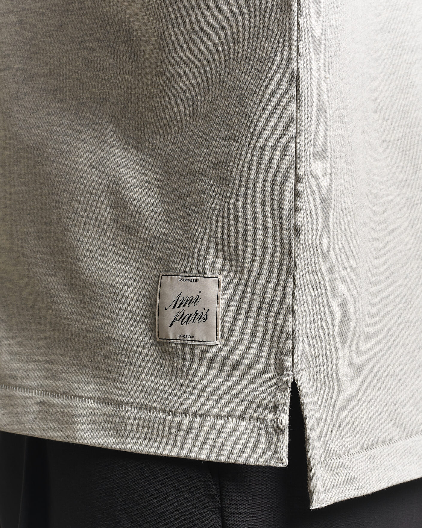 Mies | Puserot | AMI | Heritage Logo Rugger Light Grey Melange