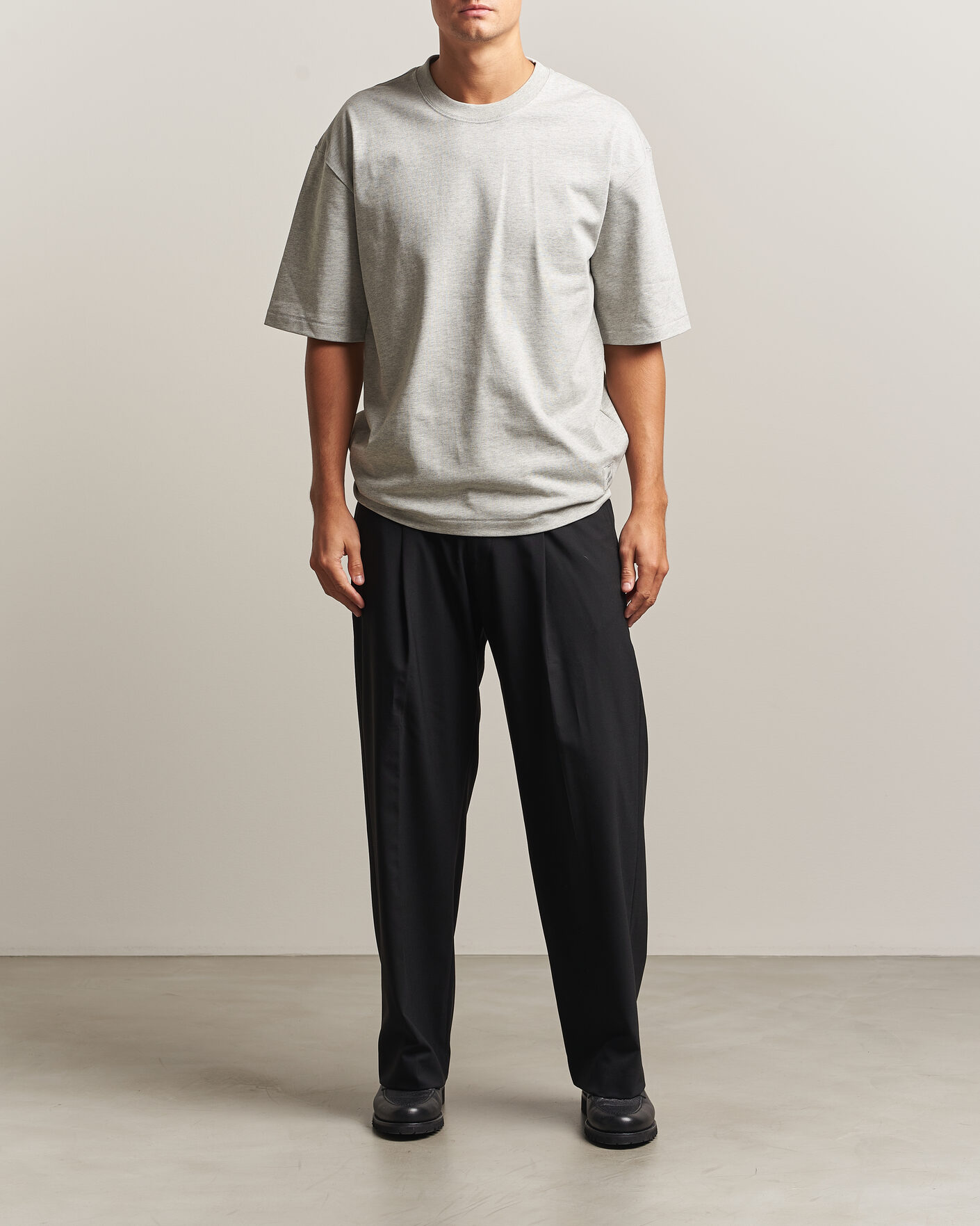 Mies | T-paidat | AMI | Heritage Logo T-Shirt Light Grey Melange