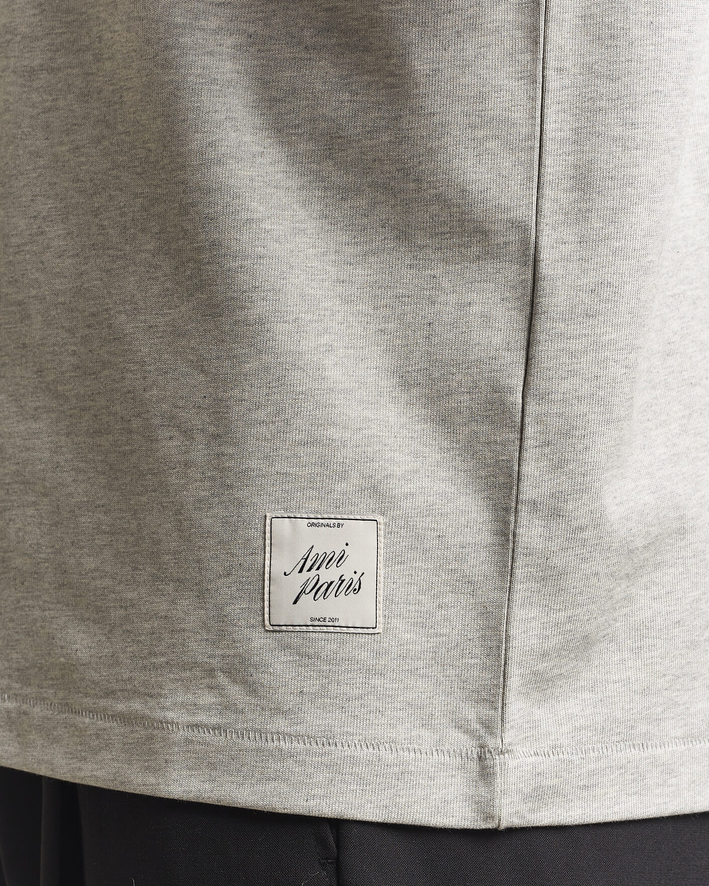 Mies | T-paidat | AMI | Heritage Logo T-Shirt Light Grey Melange