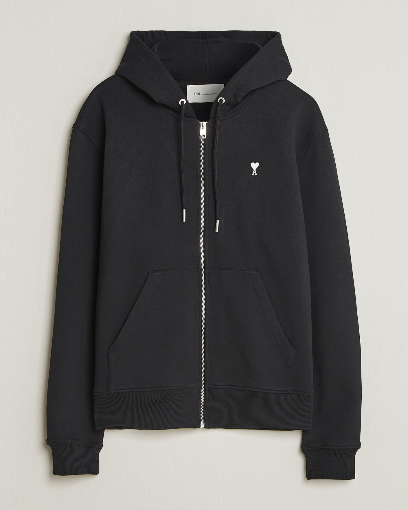 Mies | Puserot | AMI | Contrasted Heart Logo Full Zip Hoodie Black