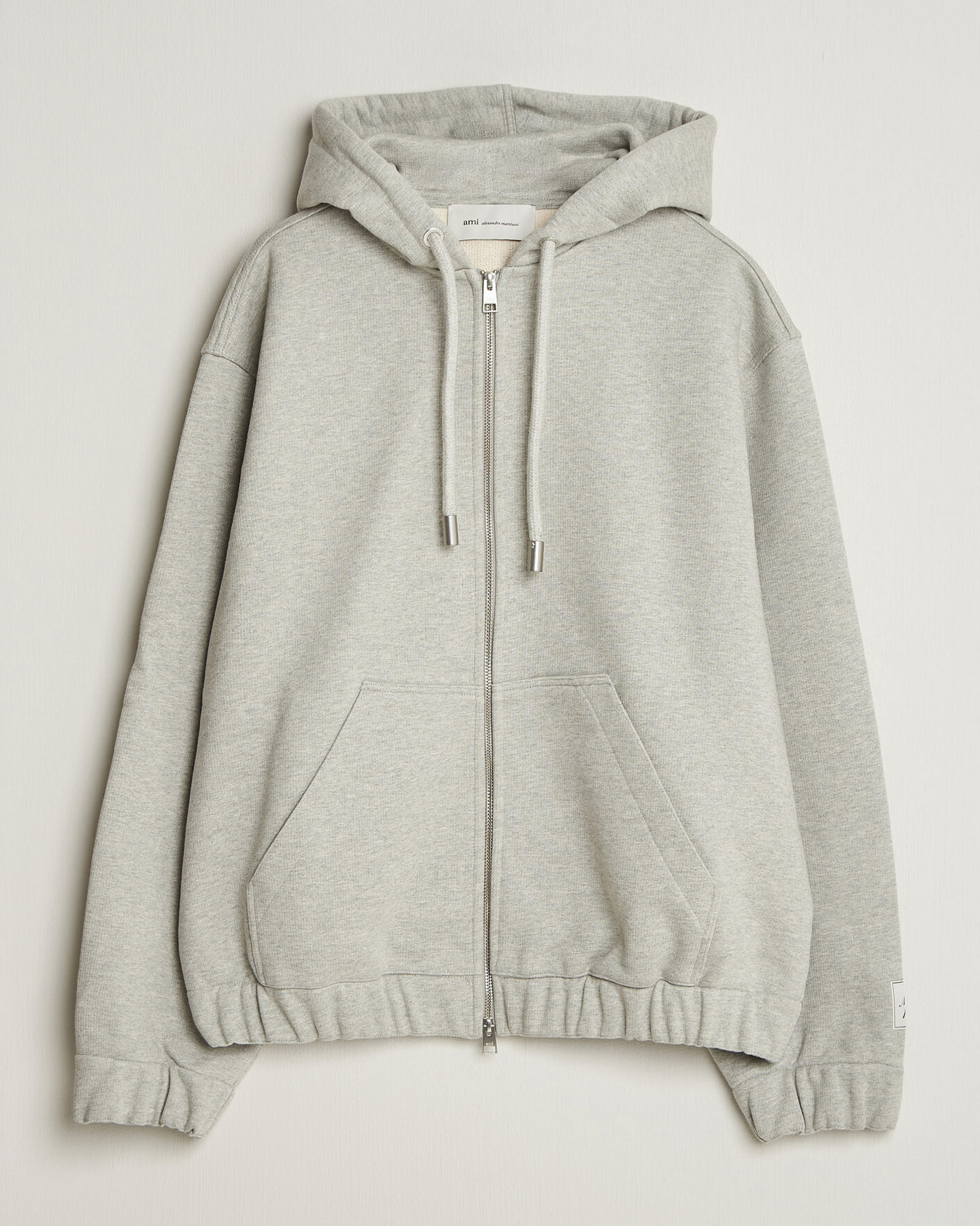 Mies | Puserot | AMI | Heritage Logo Full Zip Hoodie Light Grey Melange