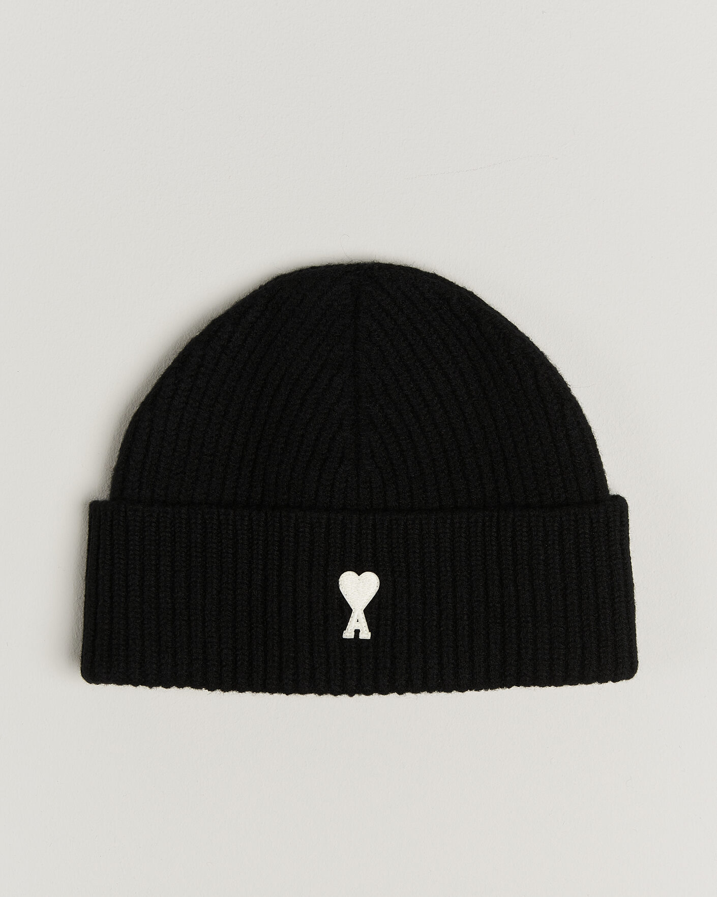 Mies | Pipot | AMI | Contrasted Heart Logo Beanie Black