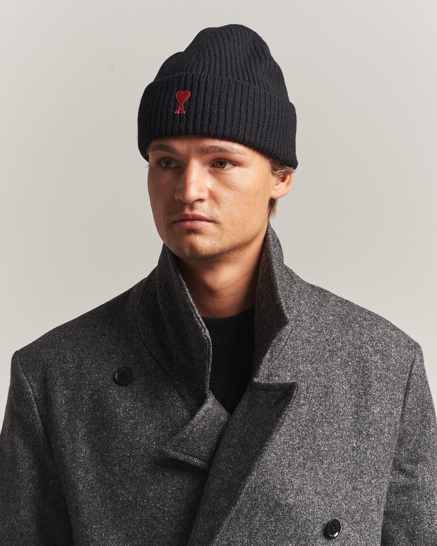 Mies | Pipot | AMI | Heart Logo Beanie Black
