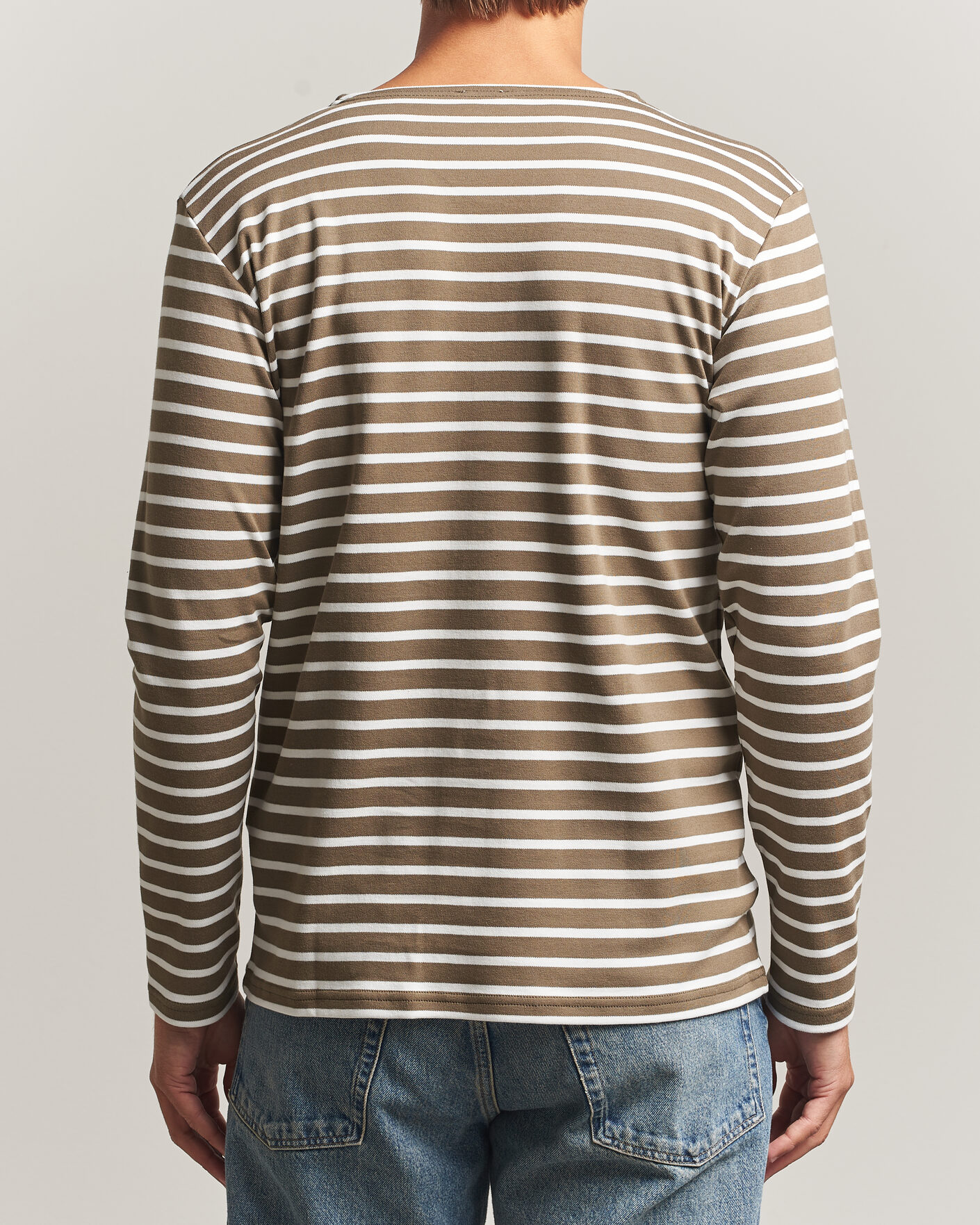 Mies | T-paidat | Armor-lux | Houat Héritage Stripe Long Sleeve T-Shirt Olive/Milk