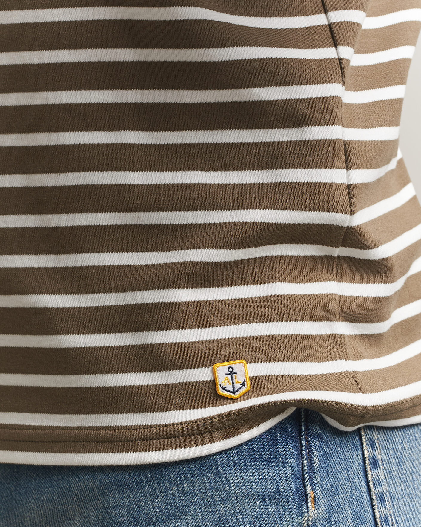 Mies | T-paidat | Armor-lux | Houat Héritage Stripe Long Sleeve T-Shirt Olive/Milk