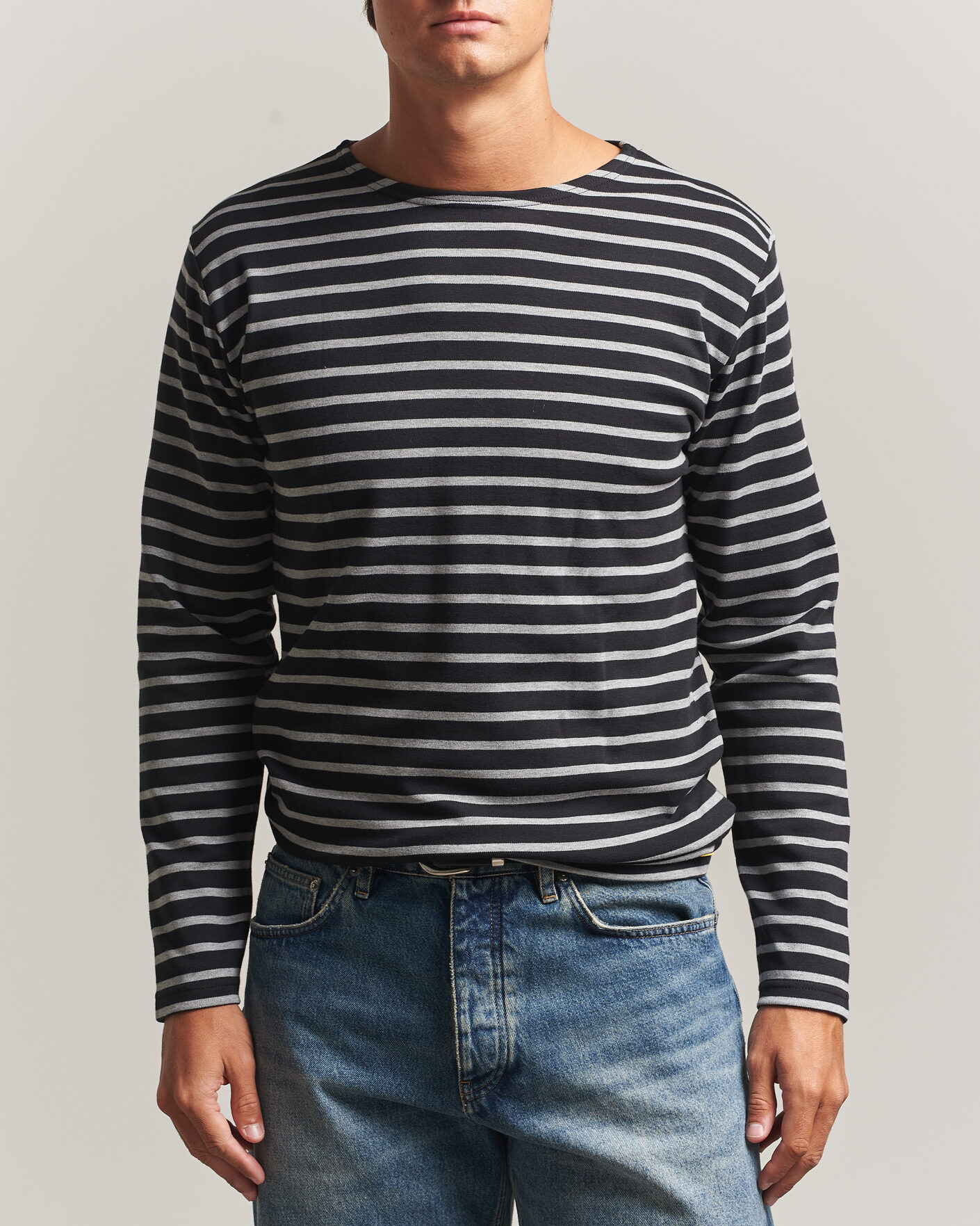Mies | T-paidat | Armor-lux | Houat Héritage Stripe Long Sleeve T-Shirt Black/Grey