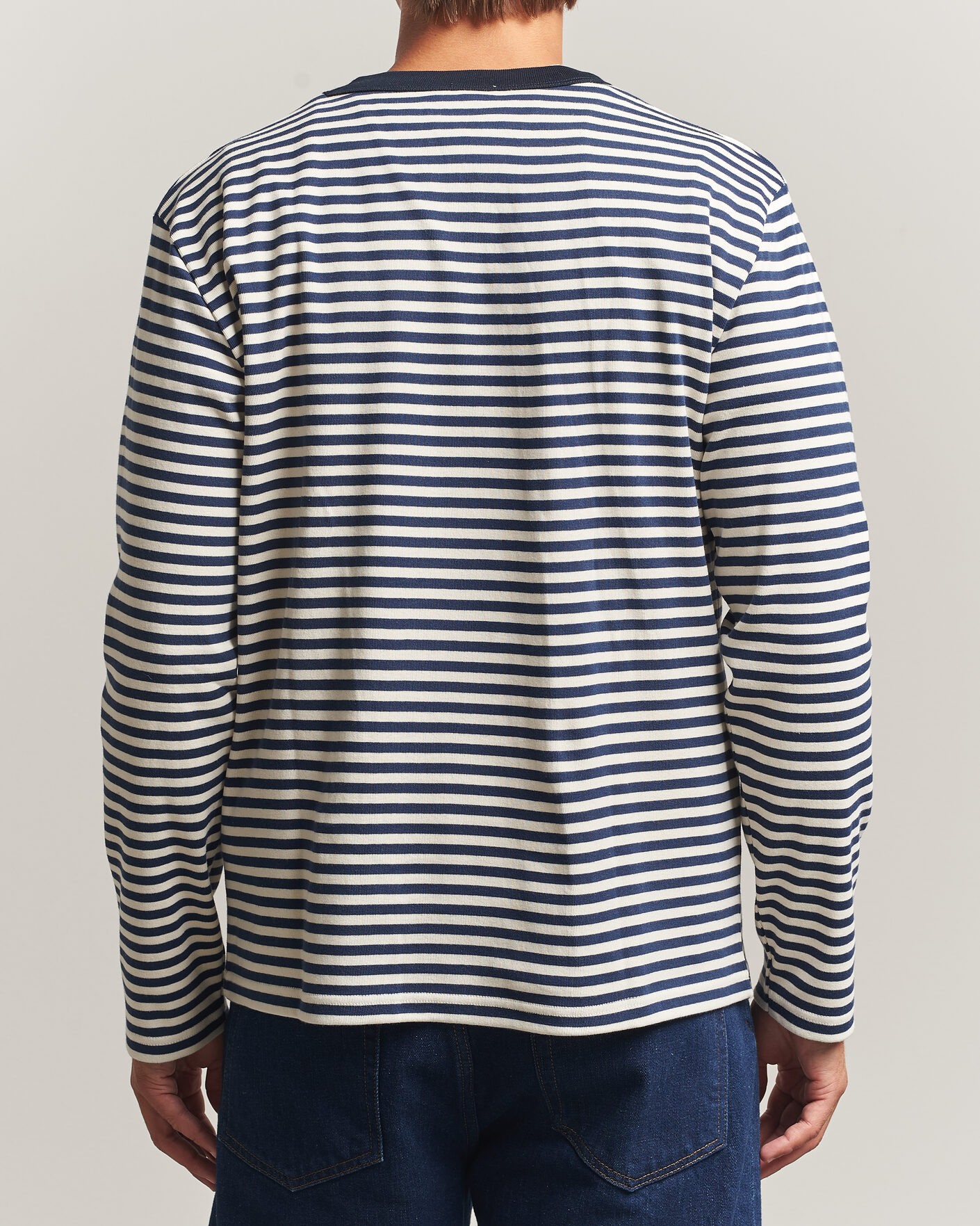 Mies | T-paidat | Armor-lux | Héritage Striped Long Sleeve T-Shirt Marine/Milk