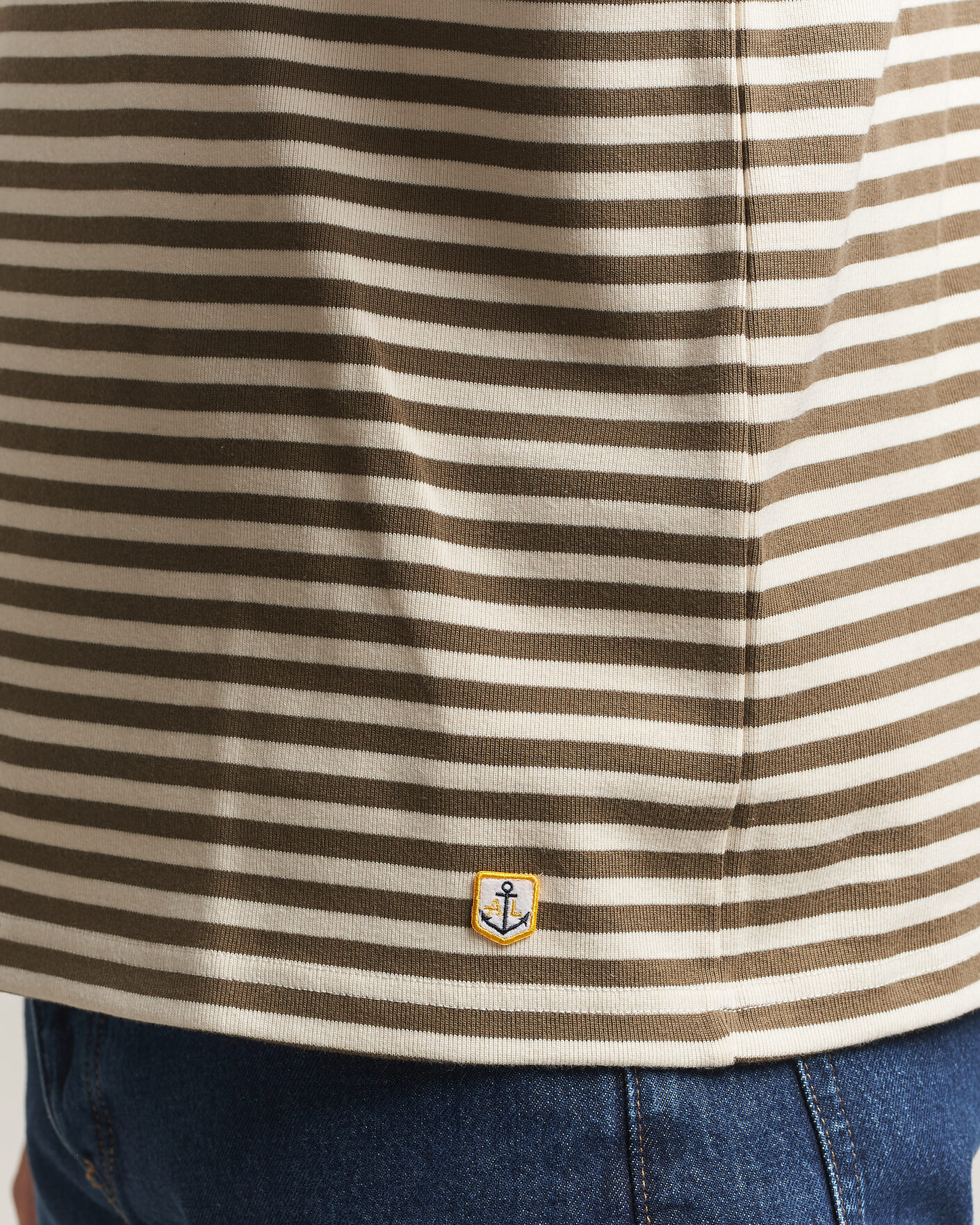 Mies | T-paidat | Armor-lux | Héritage Striped Long Sleeve T-Shirt Olive/Milk