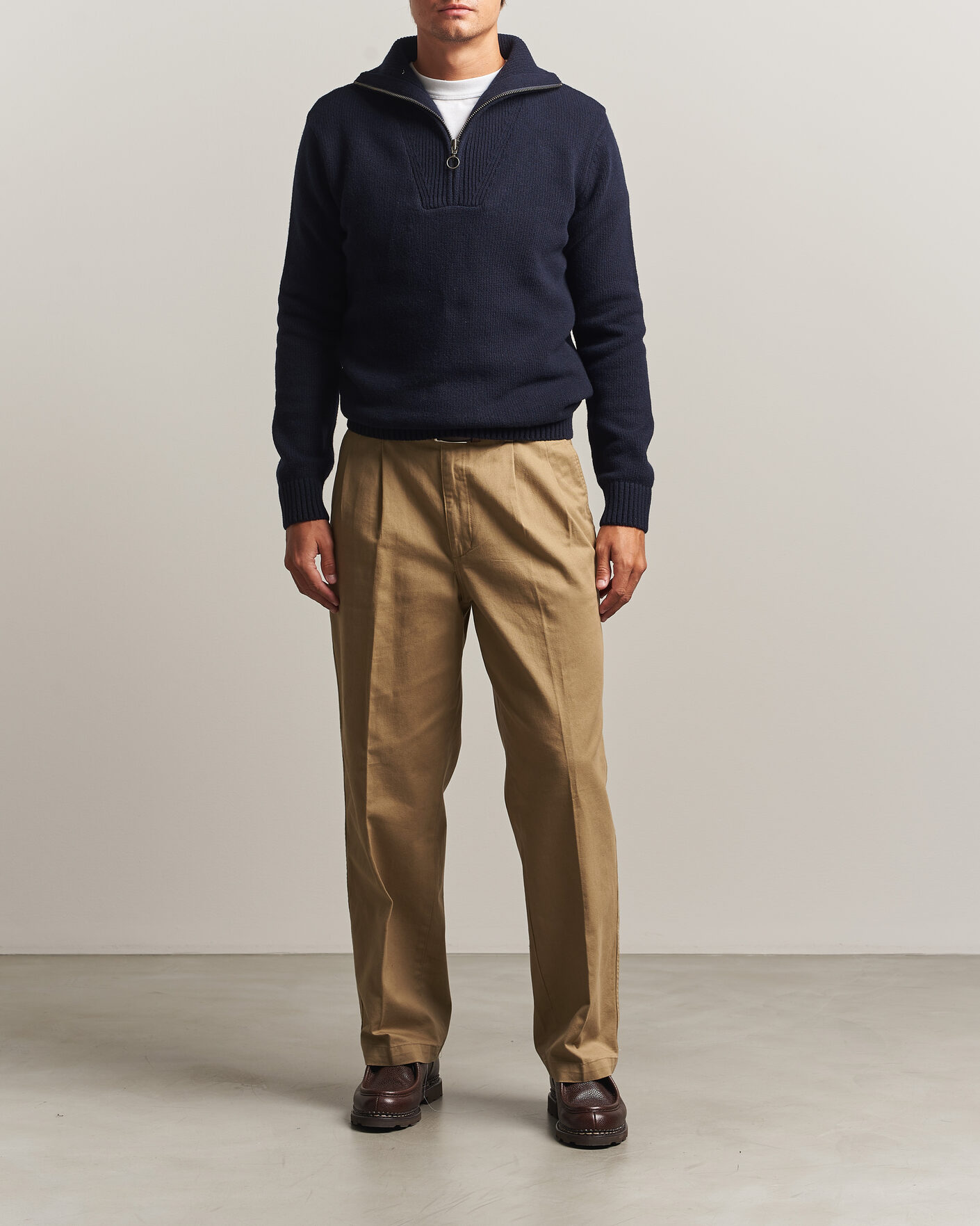 Mies | Puserot | Armor-lux | Wool Knitted Half Zip Navy