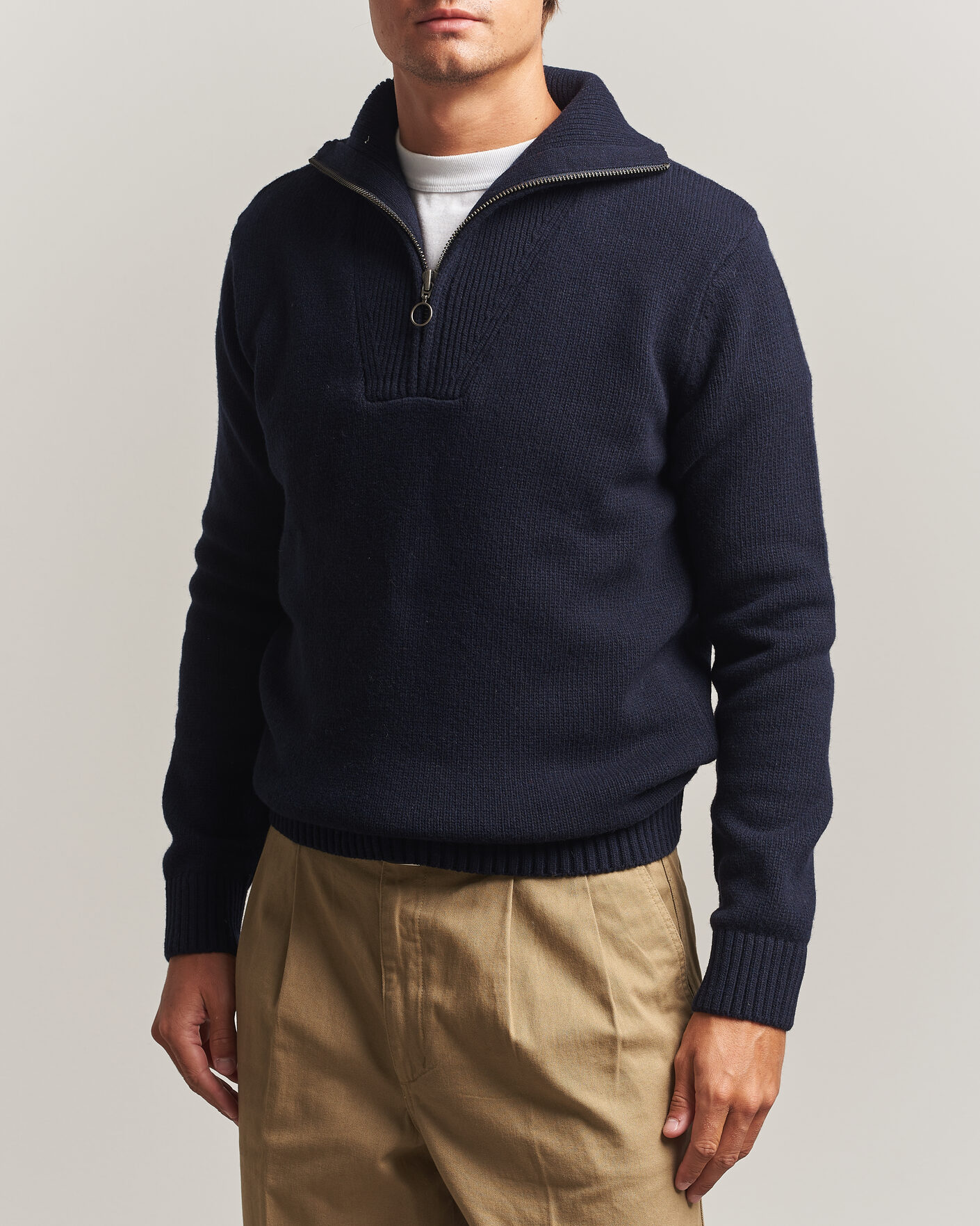 Mies | Puserot | Armor-lux | Wool Knitted Half Zip Navy