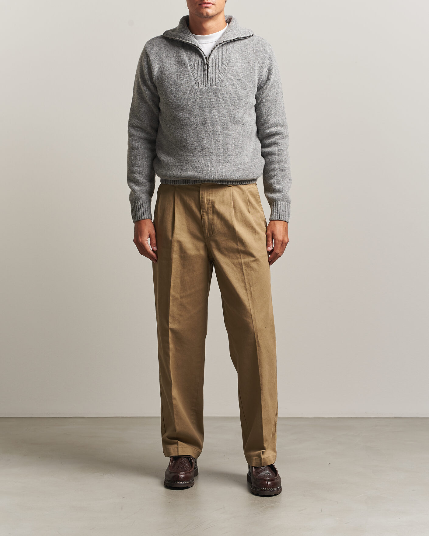 Mies | Puserot | Armor-lux | Wool Knitted Half Zip Slate
