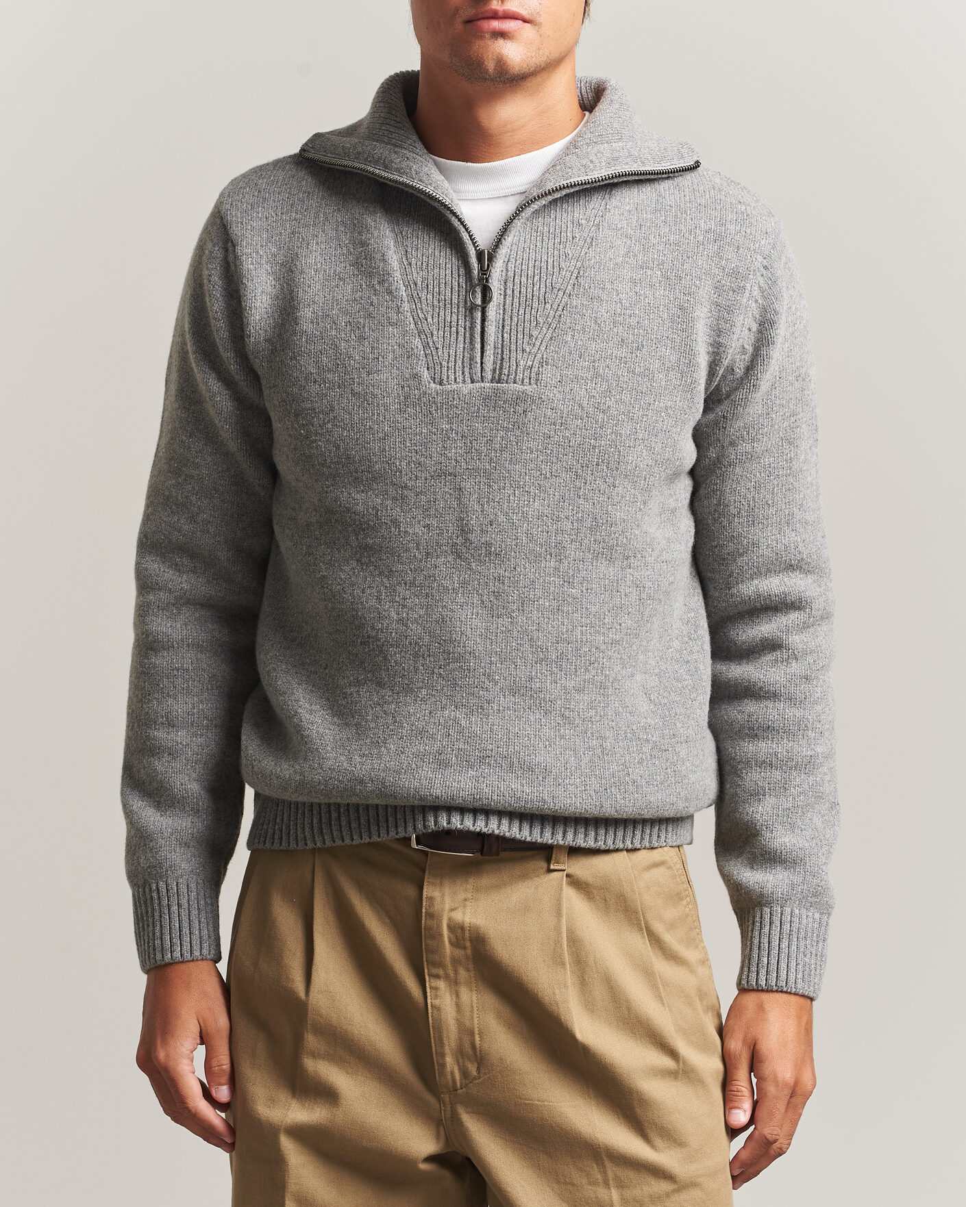 Mies | Puserot | Armor-lux | Wool Knitted Half Zip Slate