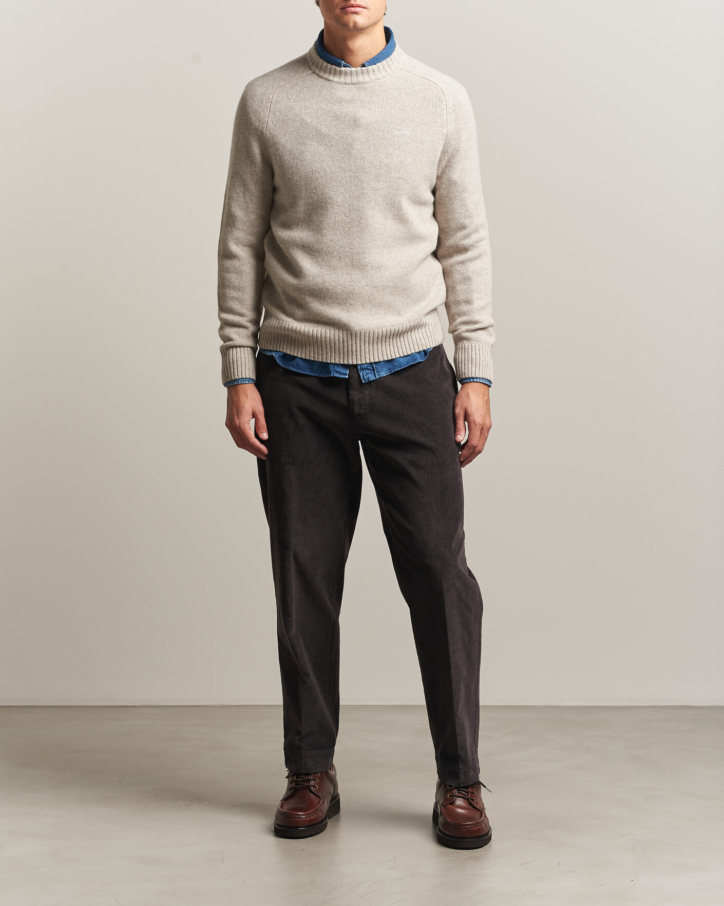Mies | Puserot | Barbour Lifestyle | Newtown Lambswool Crewneck Light Grey Marl