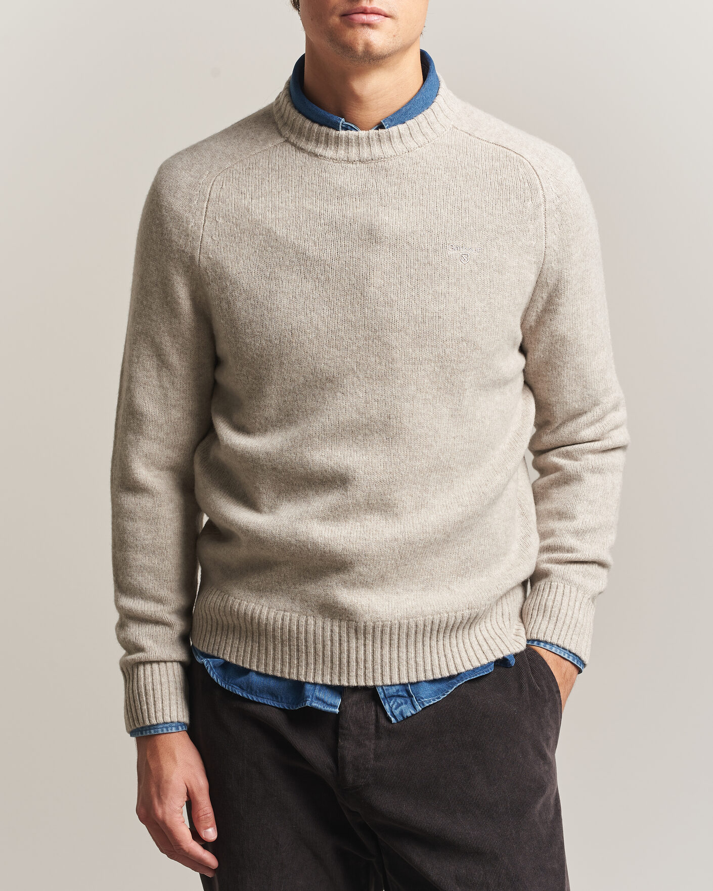 Mies | Puserot | Barbour Lifestyle | Newtown Lambswool Crewneck Light Grey Marl