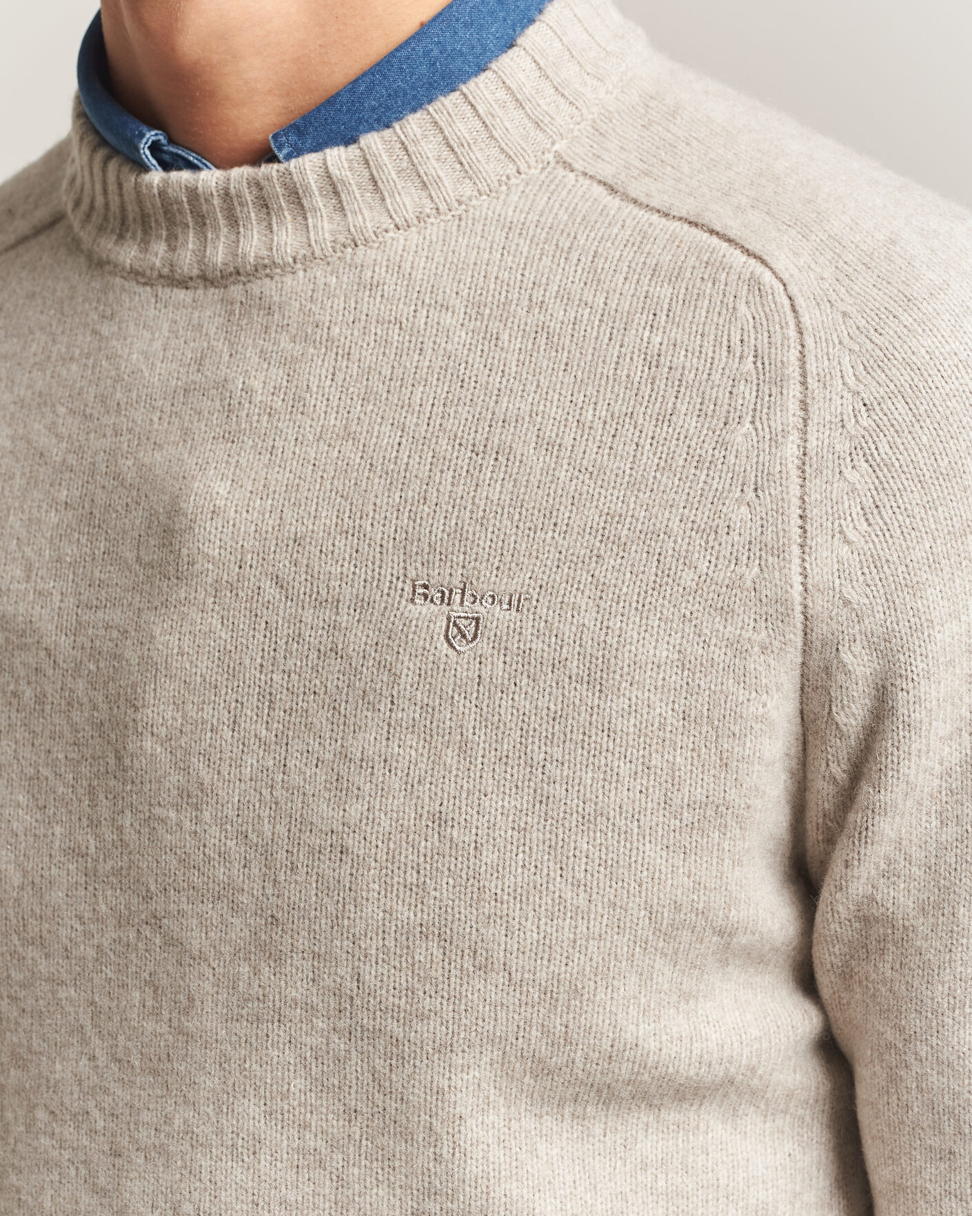 Mies | Puserot | Barbour Lifestyle | Newtown Lambswool Crewneck Light Grey Marl