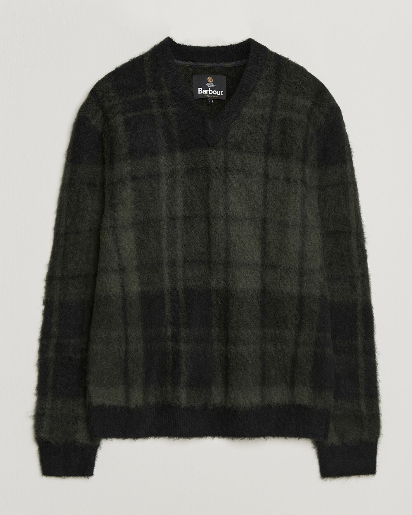 Mies | Puserot | Barbour Lifestyle | Hunham Tartan V-Neck Knitted Jumper Black